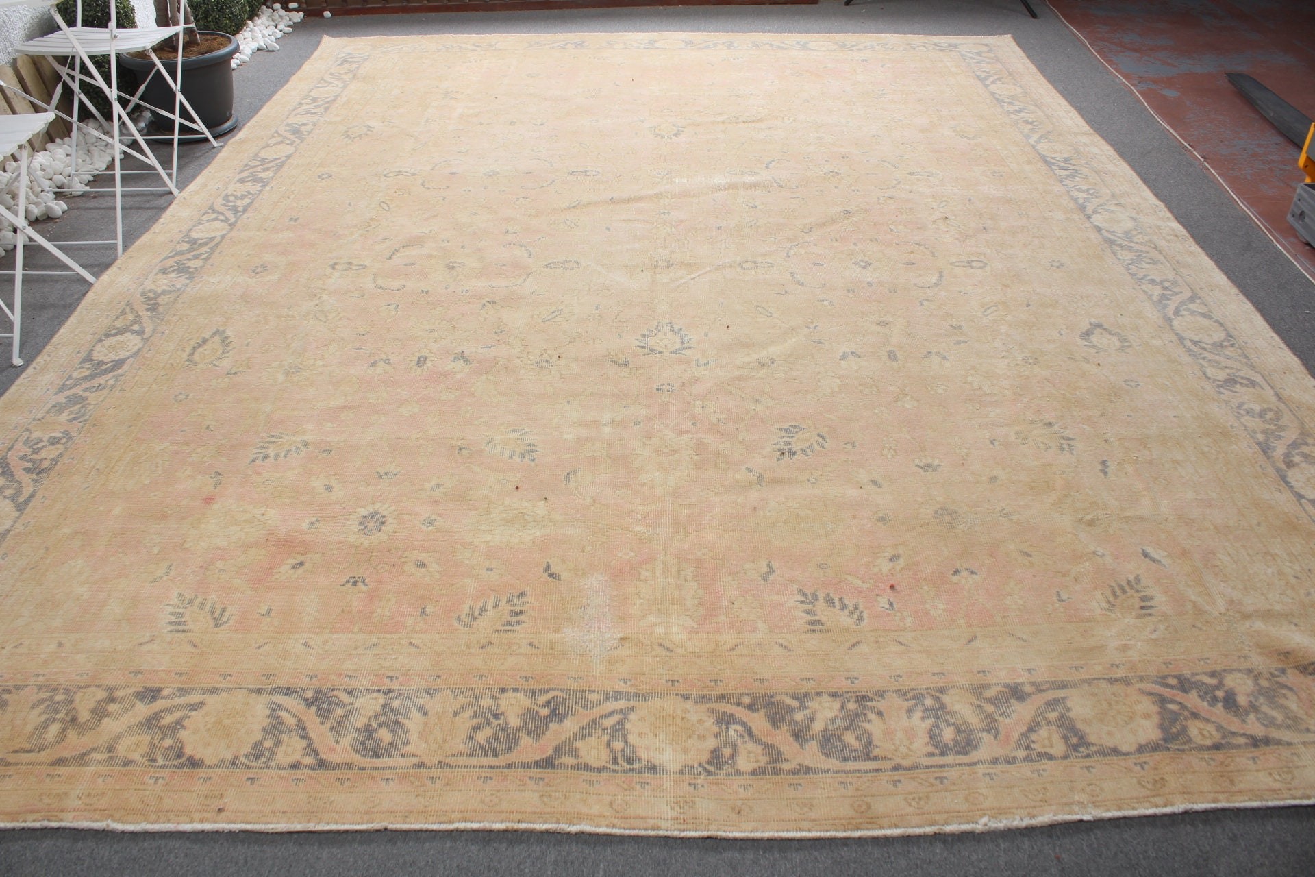 Sanat Halısı, Oushak Halısı, Türk Halıları, Yer Halısı, Vintage Halılar, 10.1x13 ft Büyük Boy Halı, Oturma Odası Halısı, Yemek Odası Halısı, Pembe Anadolu Halıları