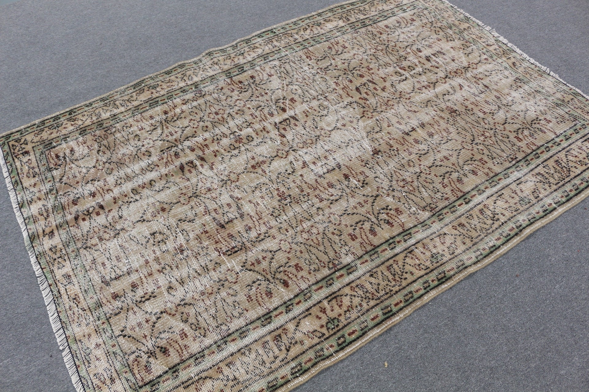 Turkish Rugs, Brown  4.7x6.9 ft Area Rug, Cool Rugs, Nursery Rug, Floor Rug, Living Room Rug, Vintage Rug