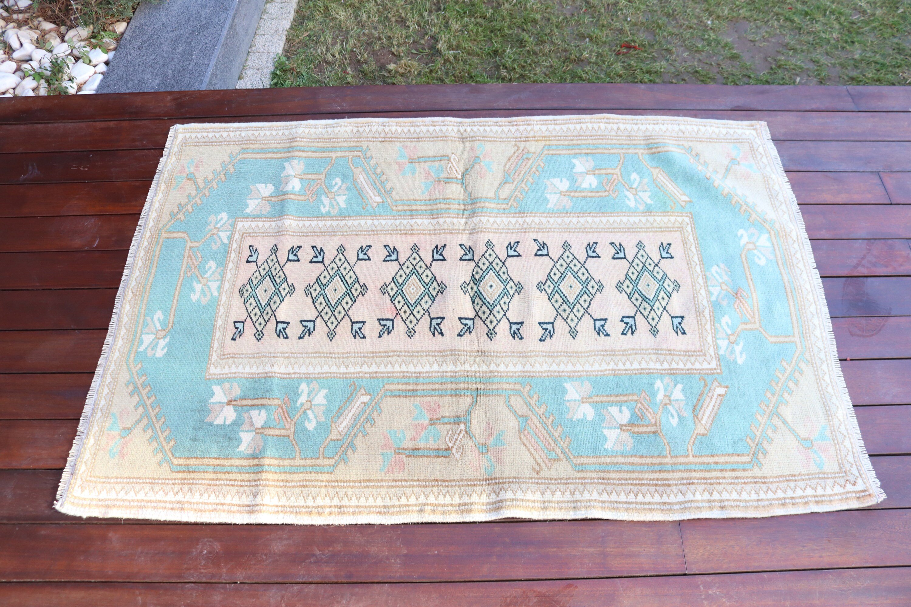 Boho Halılar, Mutfak Halısı, Vintage Halı, Yatak Odası Halıları, Türk Halısı, 3x4.4 ft Küçük Halı, Bej Boho Halıları, Lüks Halı, Kapı Paspası Halıları