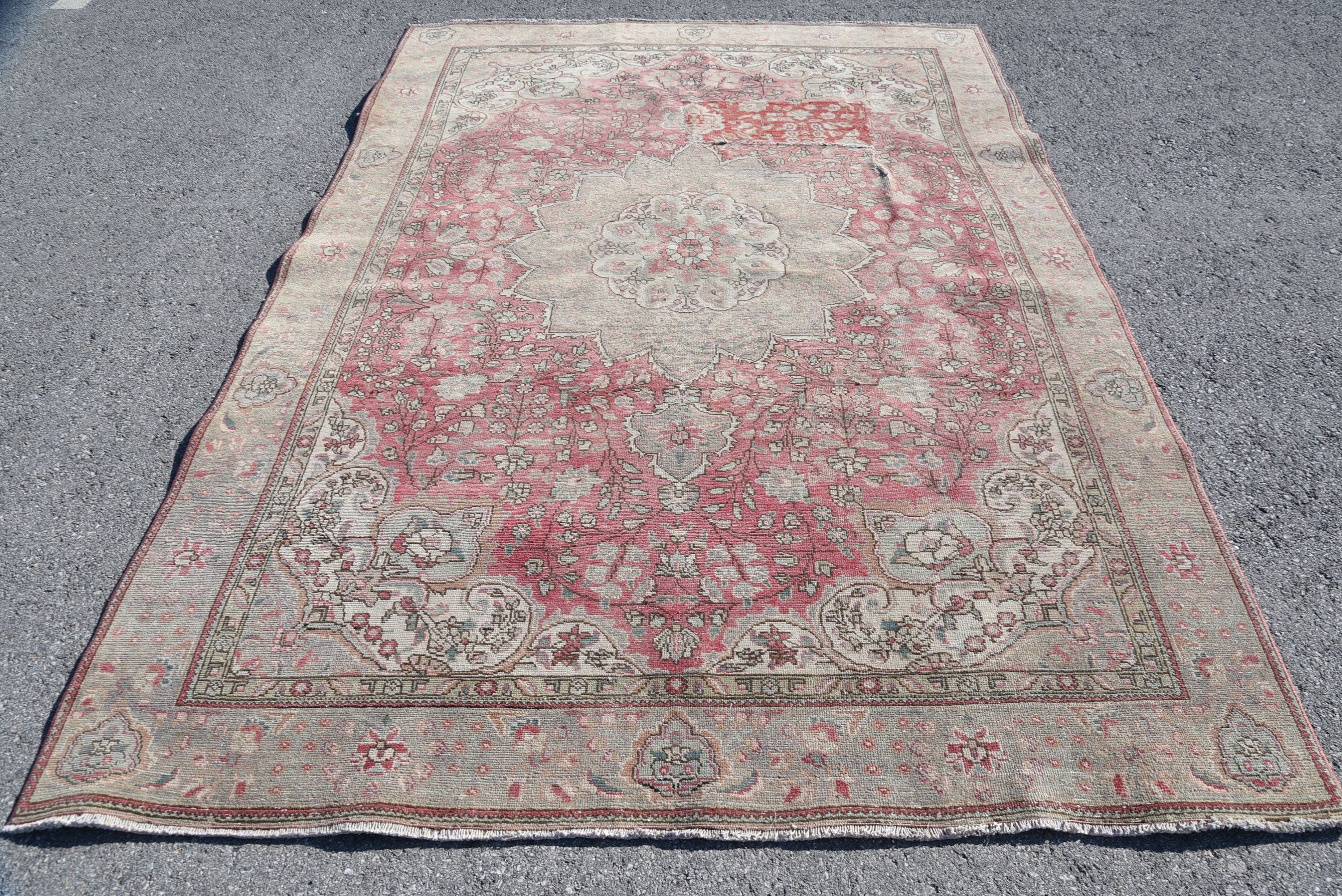 Yün Halı, Vintage Halı, Salon Halısı, Oturma Odası Halıları, 6.6x9.3 ft Büyük Halı, Büyük Yün Halı Halıları, Türk Halıları, Fas Halısı, Yatak Odası Halısı