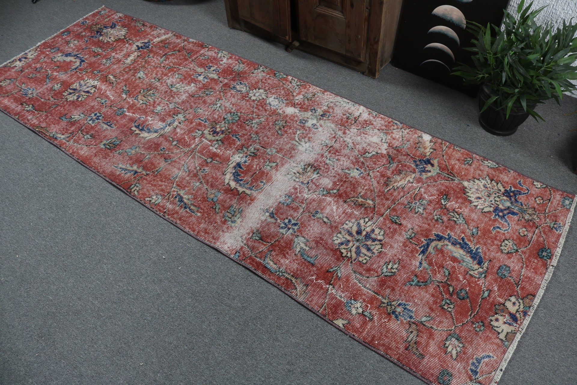 Mutfak Halısı, Kırmızı Boho Halıları, 2.9x8.5 ft Runner Halısı, Vintage Halılar, El Dokuma Halısı, Bohem Halısı, Koridor Halıları, Türk Halısı