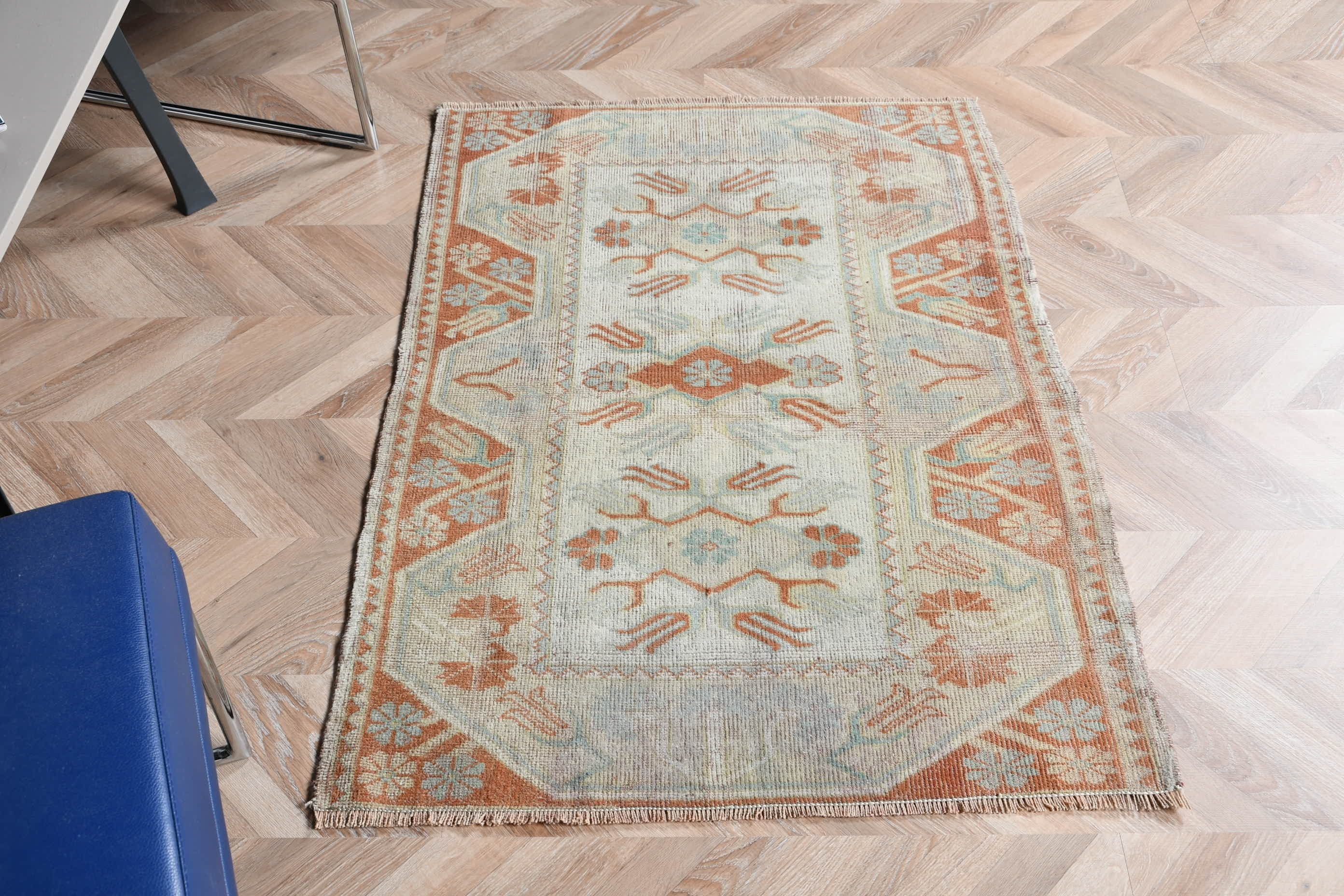 Vintage Halı, Bej Soğuk Halılar, Duvara Asılı Halı, Banyo Halıları, Oryantal Halı, Kapı Paspas Halıları, Türk Halısı, Yün Halı, 2,7x4 ft Küçük Halı