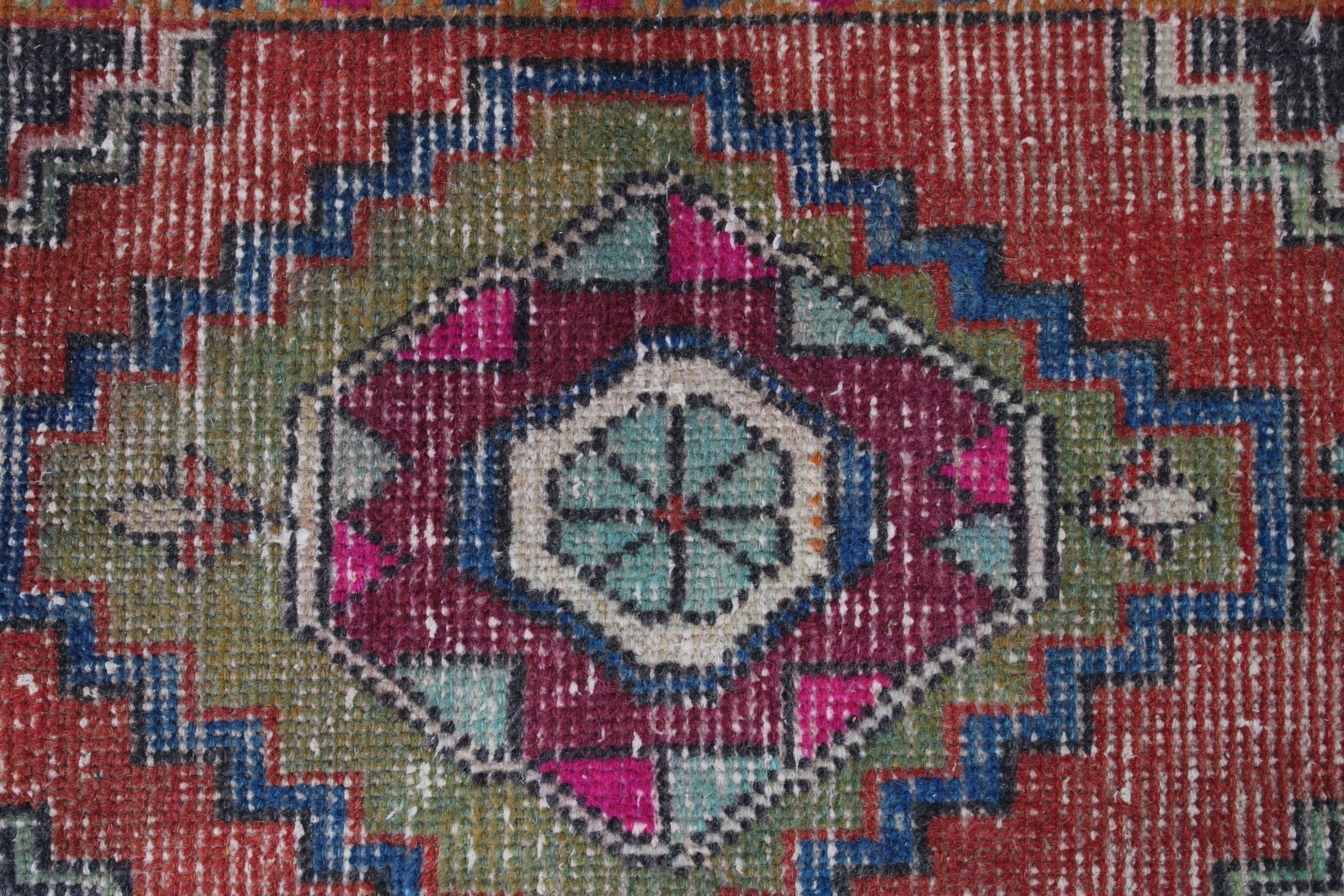 1.5x3 ft Küçük Halılar, Paspas Halıları, Boho Halıları, Vintage Halı, El Yapımı Halı, Küçük Vintage Halı, Kırmızı Yatak Odası Halısı, Türk Halısı, Düz Dokuma Halılar