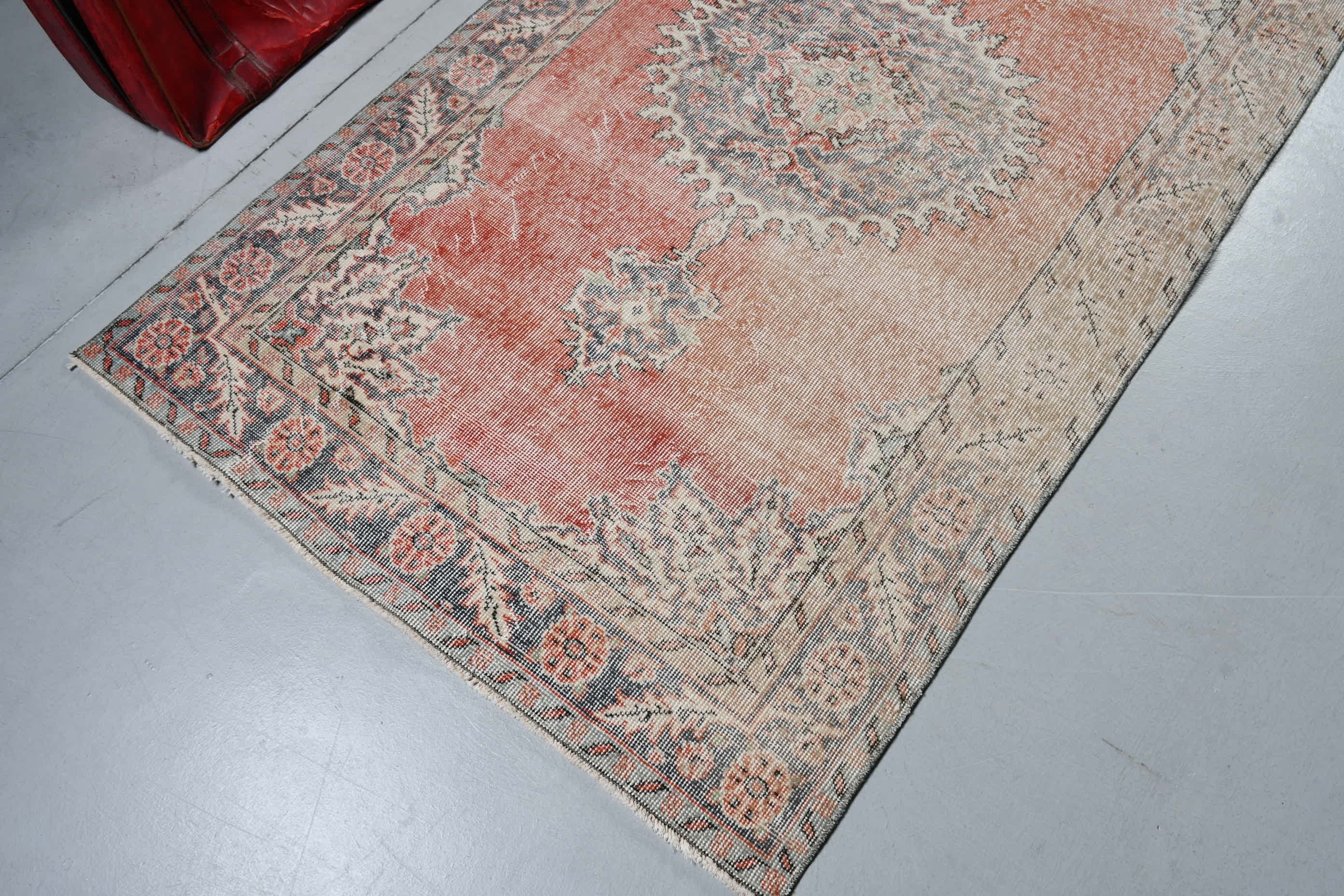 Oriental Rug, Floor Rug, Oushak Rug, Turkish Rug, Vintage Rug, Red Moroccan Rug, Vintage Decor Rug, 4x6.9 ft Area Rug, Rugs for Bedroom