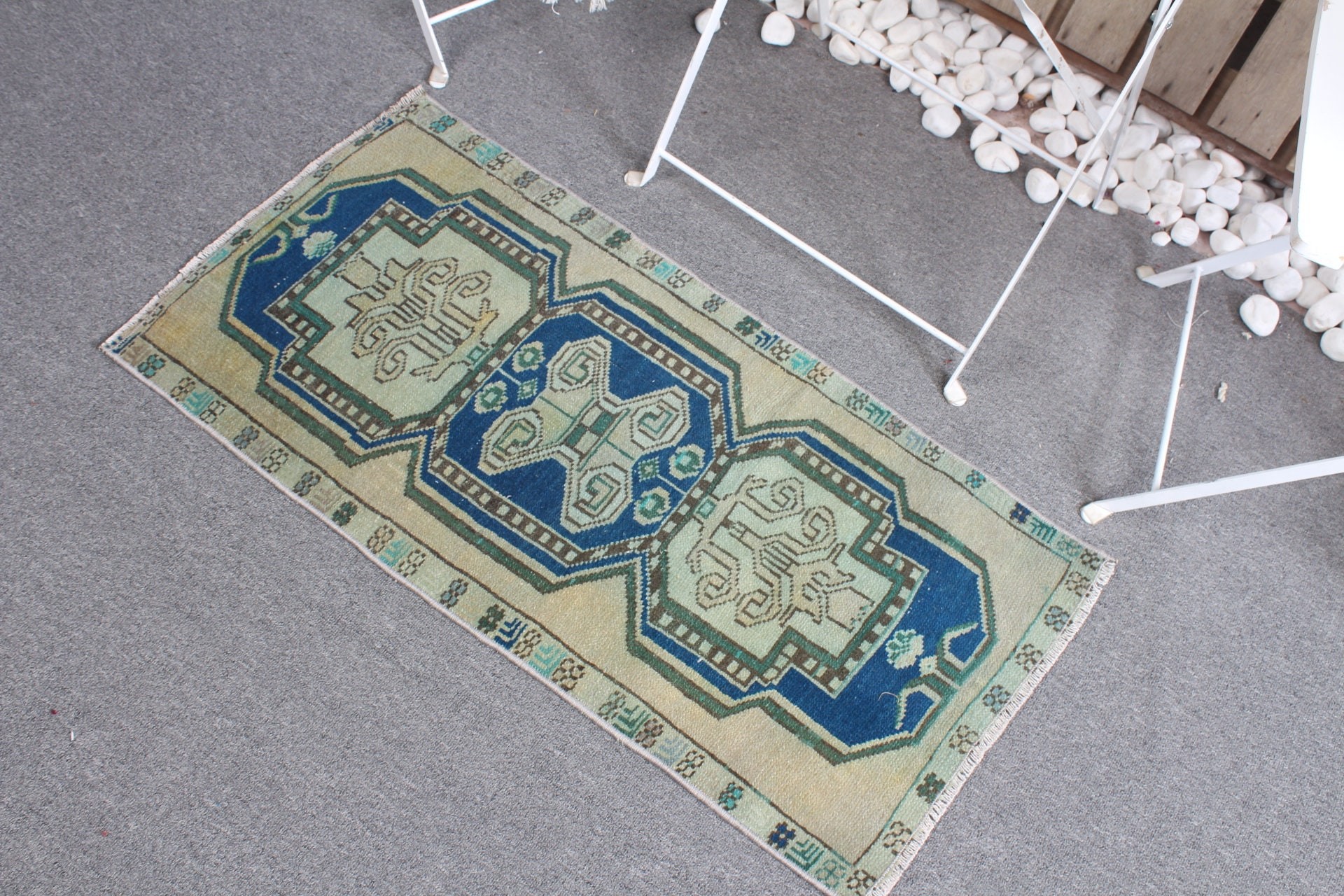 Green Wool Rug, Bath Rug, Rugs for Entry, Bathroom Rug, Wool Rugs, Turkish Rug, Floor Rug, Vintage Rug, 1.6x3.1 ft Small Rugs