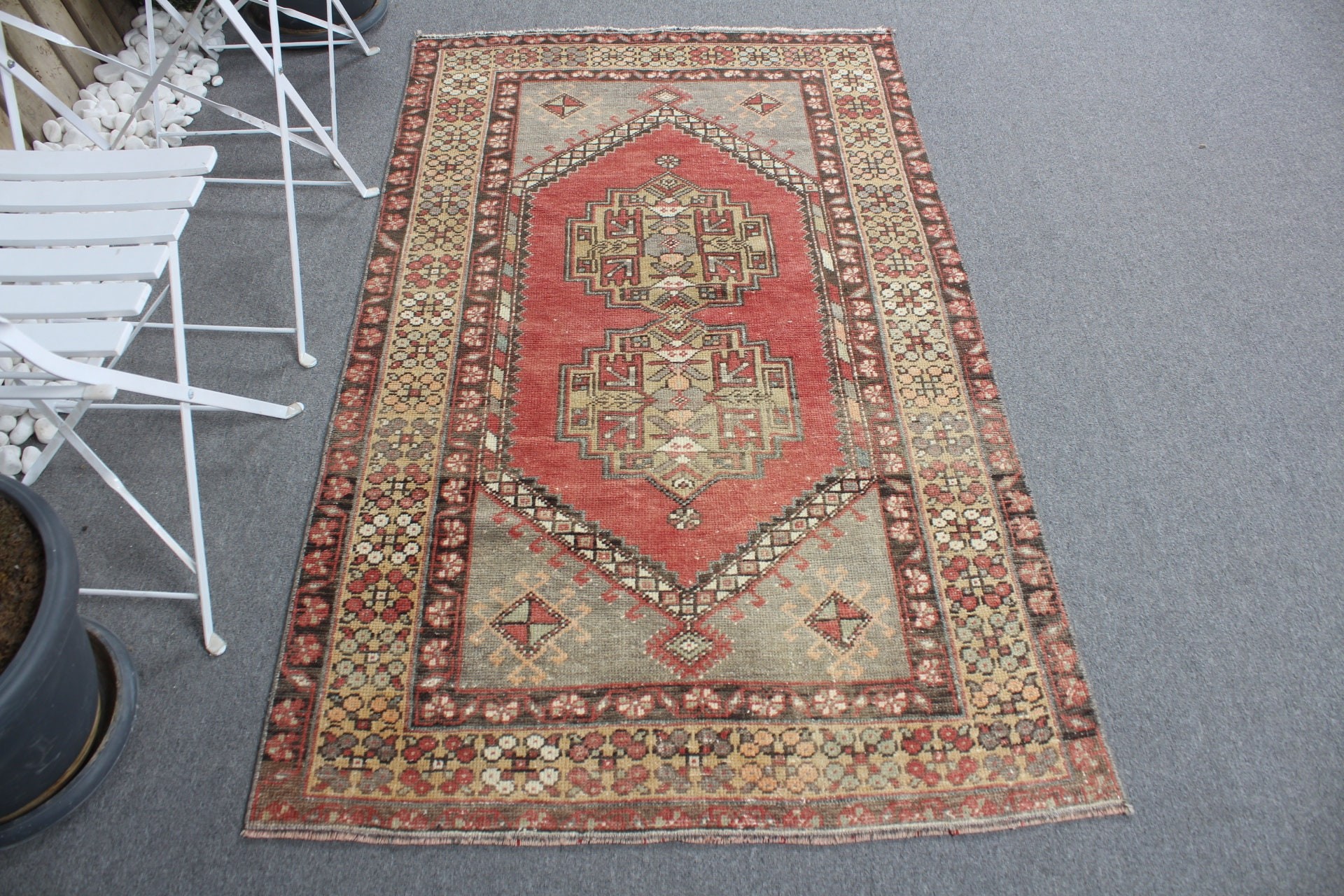 Vintage Halı, 3,3x5,8 ft Aksan Halısı, Türk Halıları, Çocuk Odası Halıları, Giriş Halısı, Kırmızı Soğuk Halı, Çocuk Odası Halıları, Oryantal Halı, Fas Halısı