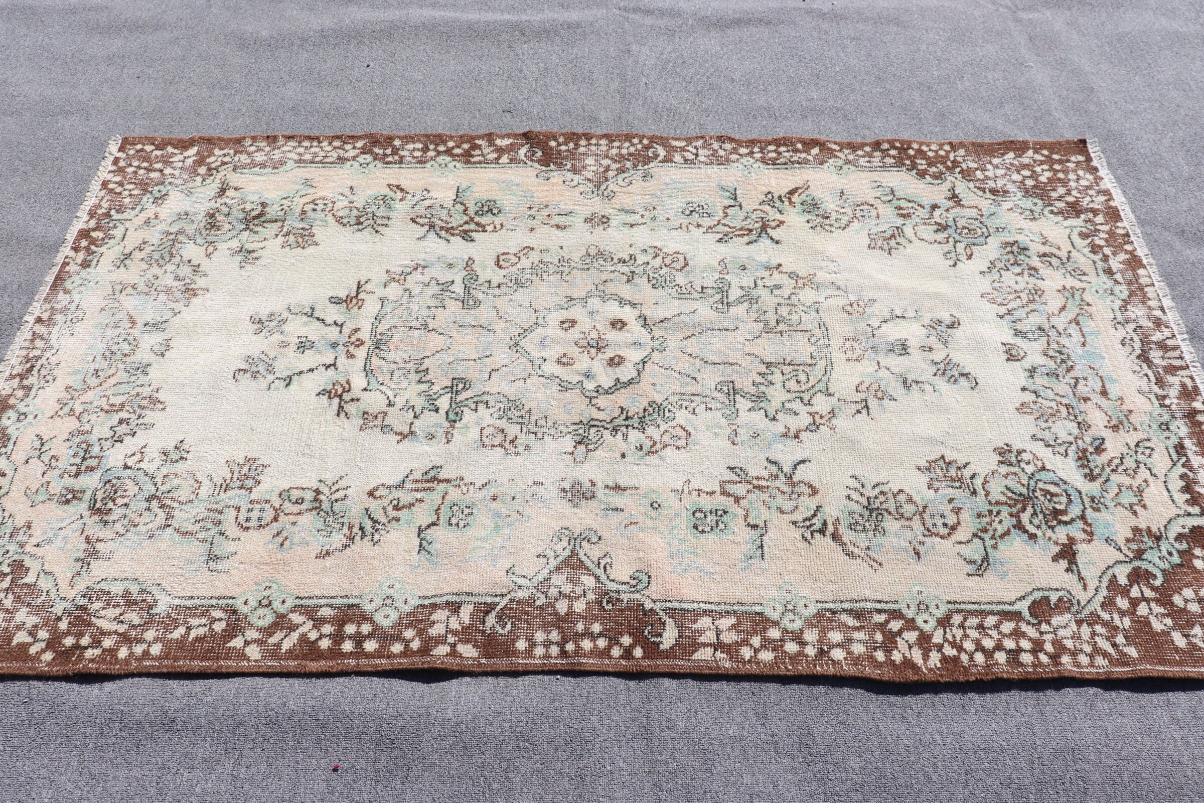 Living Room Rug, Turkish Rug, Aztec Rug, Indoor Rug, Antique Rug, Vintage Rugs, 3.7x6.6 ft Area Rugs, Beige Kitchen Rug, Kitchen Rug