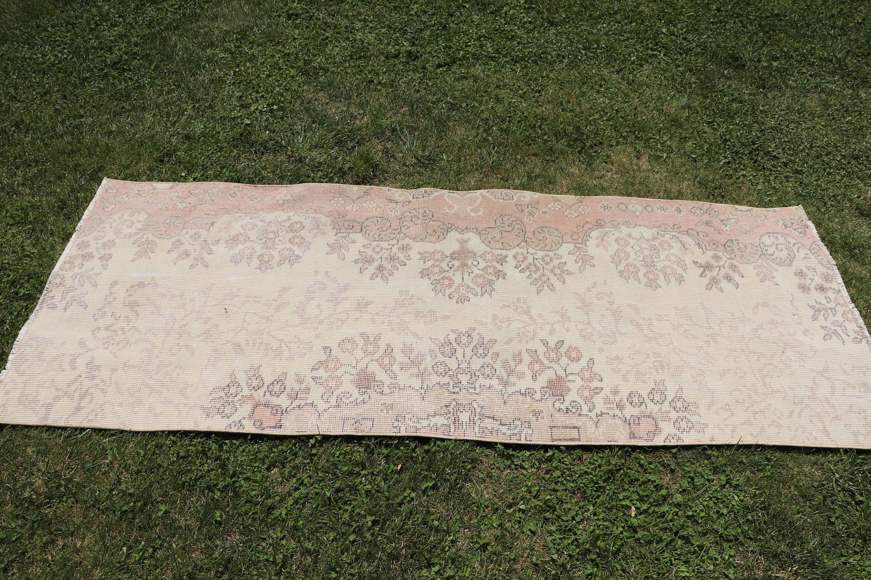 Vintage Runner için Halılar, Koridor Halısı, 2,5x6,3 ft Runner Halıları, Antika Halılar, Yün Halı, Bej Boho Halı, Türk Halıları, Vintage Halılar