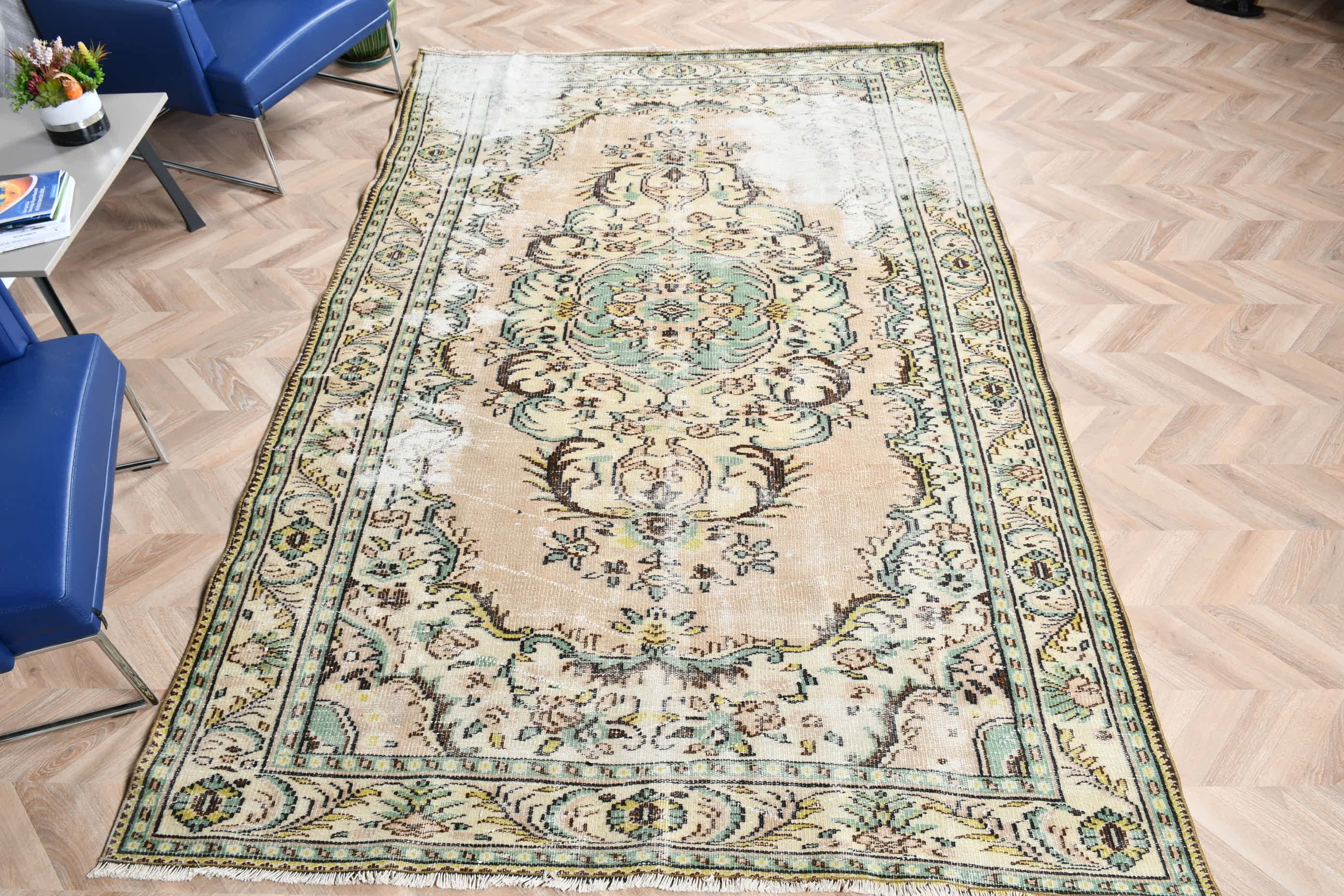 6.3x9.7 ft Büyük Halılar, Türk Halısı, Yeşil Anadolu Halısı, Yün Halısı, Salon Halıları, Vintage Halılar, Yatak Odası Halıları, Dekoratif Halılar, Yemek Odası Halısı