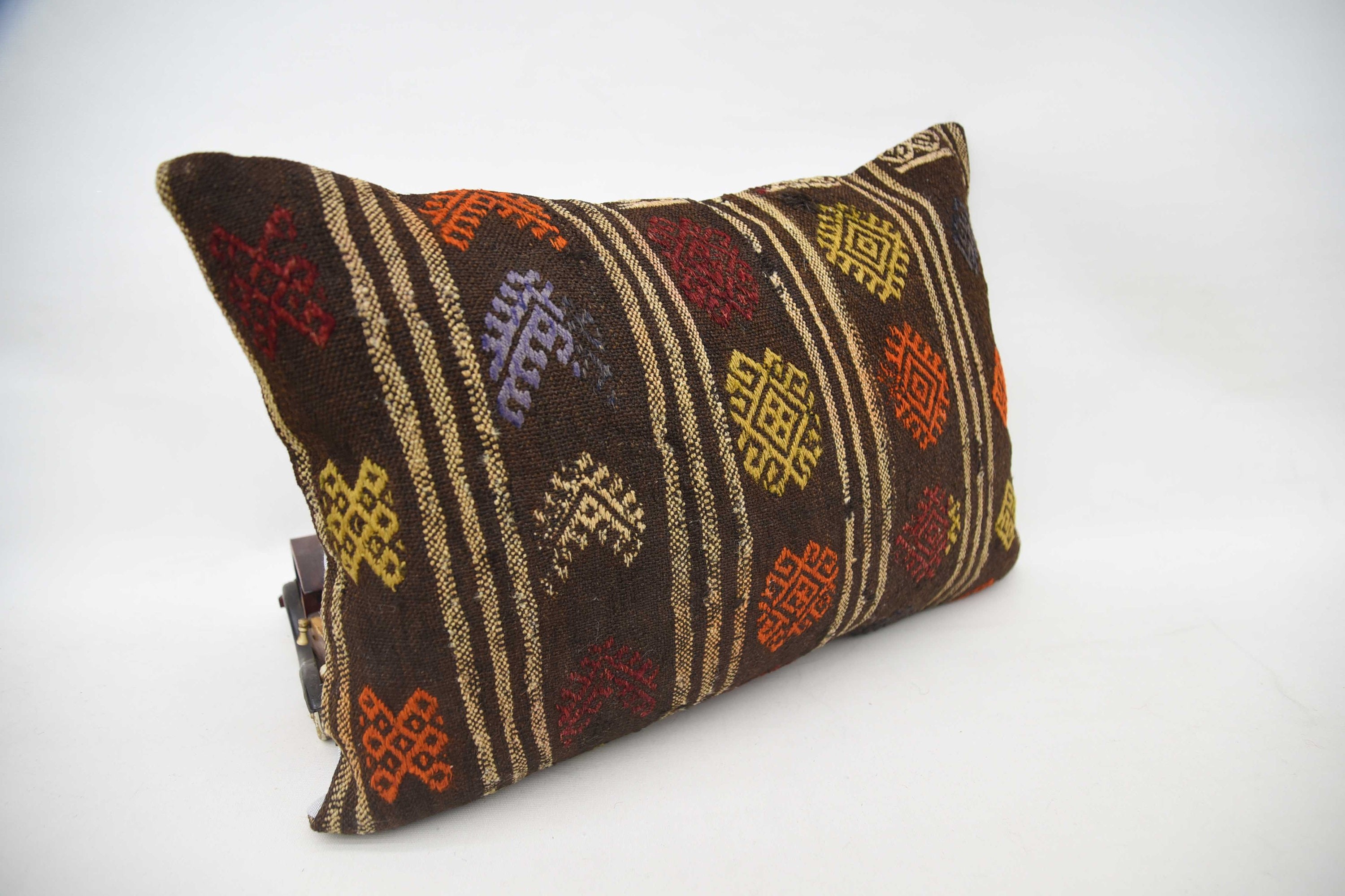 Neutral Pillow, 16"x24" Brown Pillow, Throw Kilim Pillow, Turkish Kilim Pillow, Ottoman Pillow Sham, Ethnical Kilim Rug Pillow
