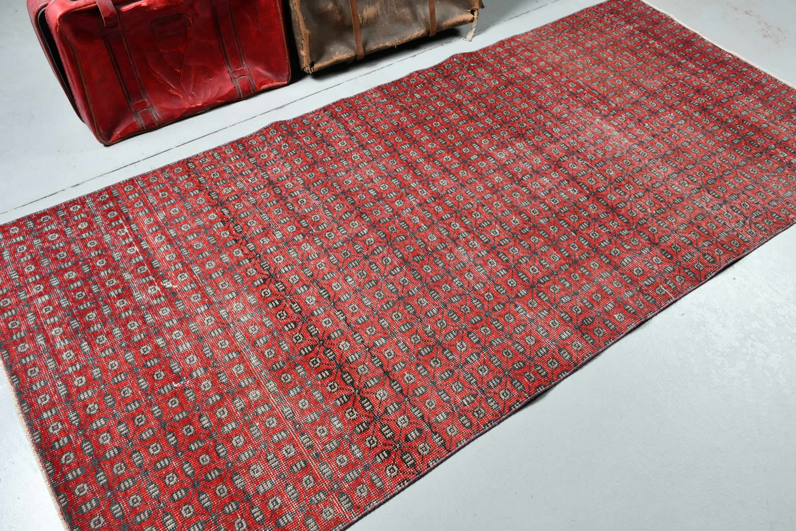 Turkish Rug, Floor Rugs, Living Room Rug, Kitchen Rugs, Vintage Rug, Antique Rugs, Red Home Decor Rug, 3.7x8.1 ft Area Rug, Eclectic Rug