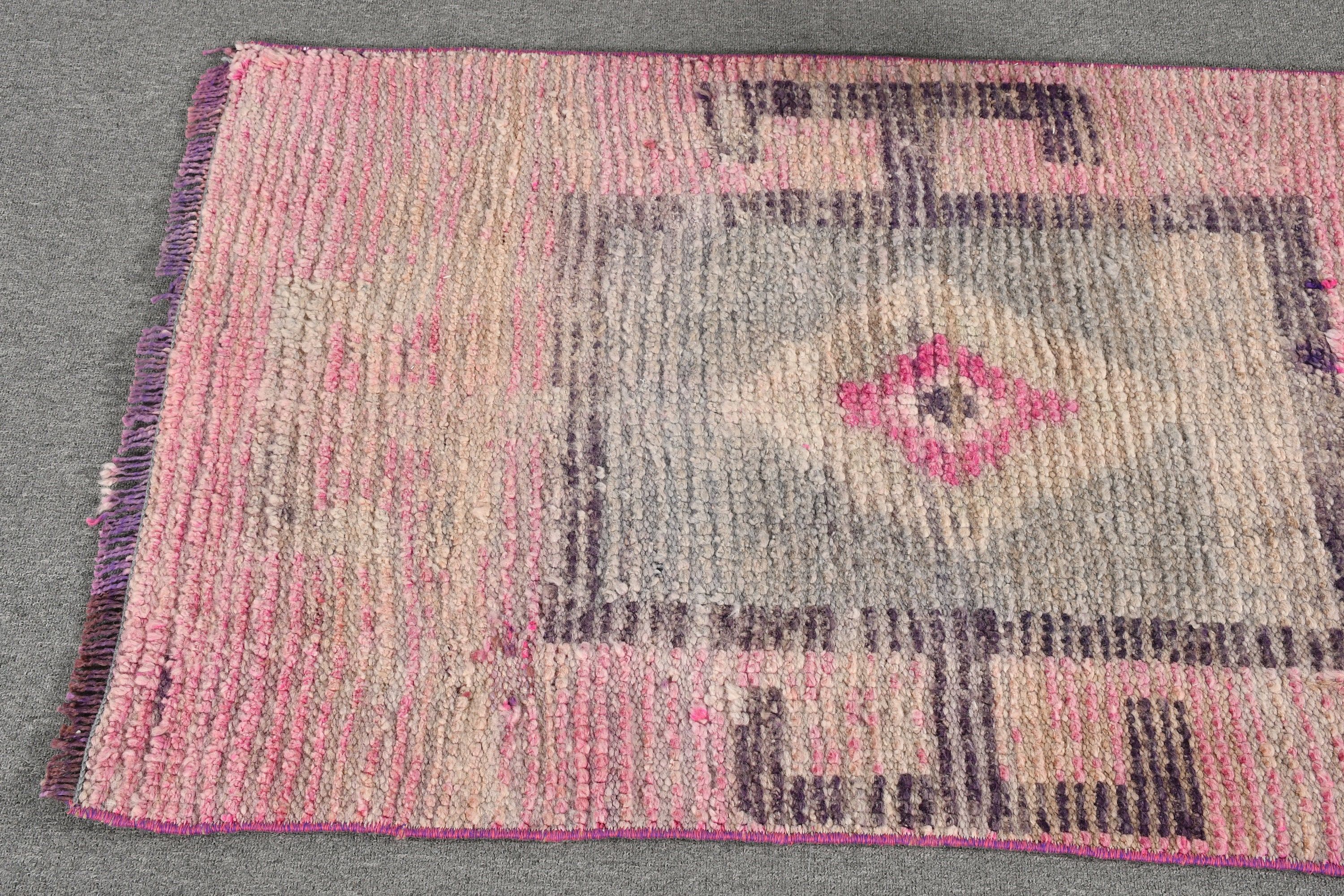 Turkey Rug, Bedroom Rug, Stair Rug, Rugs for Hallway, Vintage Rug, Turkish Rugs, Pink  2.6x8.8 ft Runner Rug