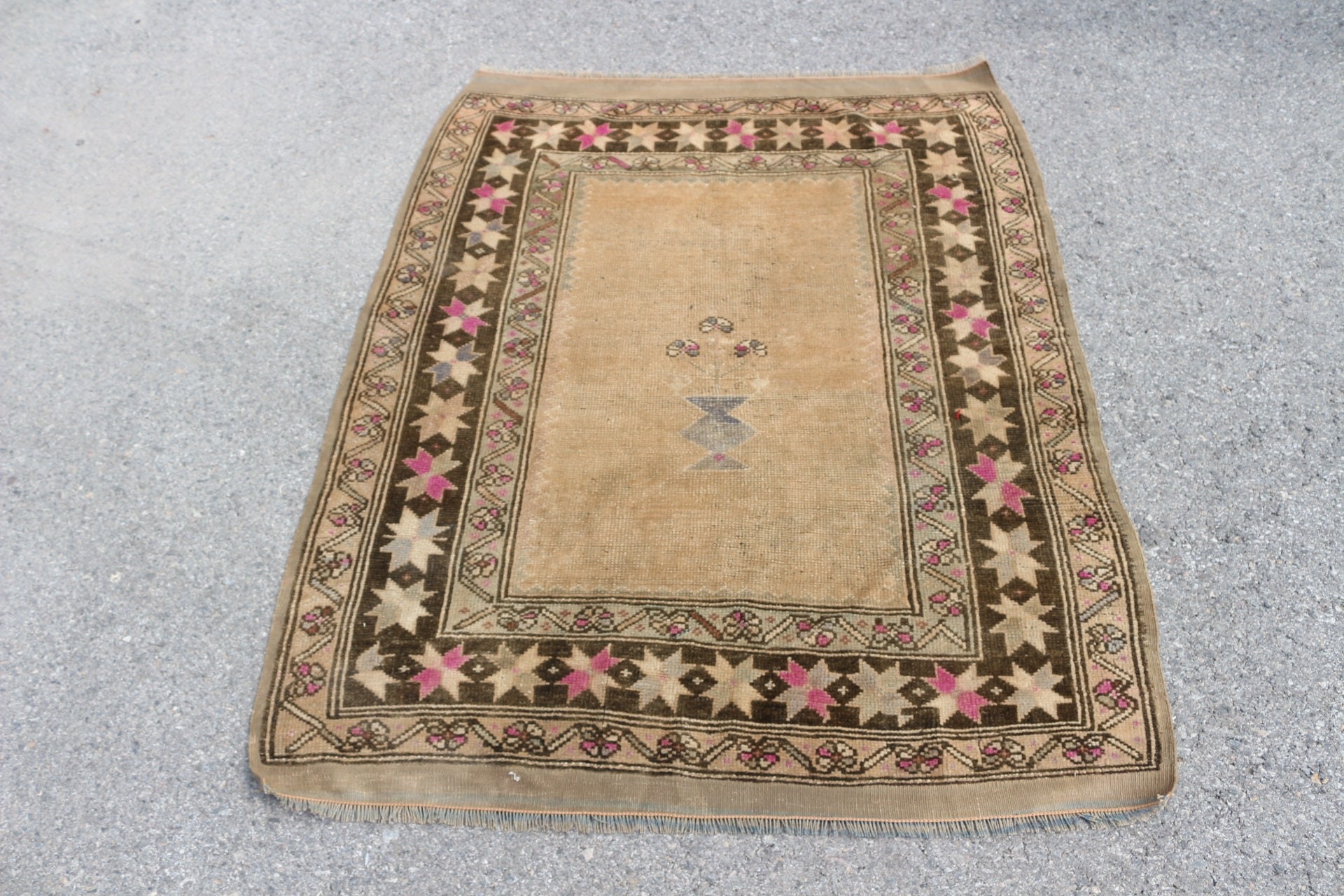 Bedroom Rugs, Floor Rug, 3.8x5.1 ft Accent Rug, Moroccan Rug, Entry Rugs, Turkish Rug, Brown Oriental Rug, Rugs for Entry, Vintage Rug