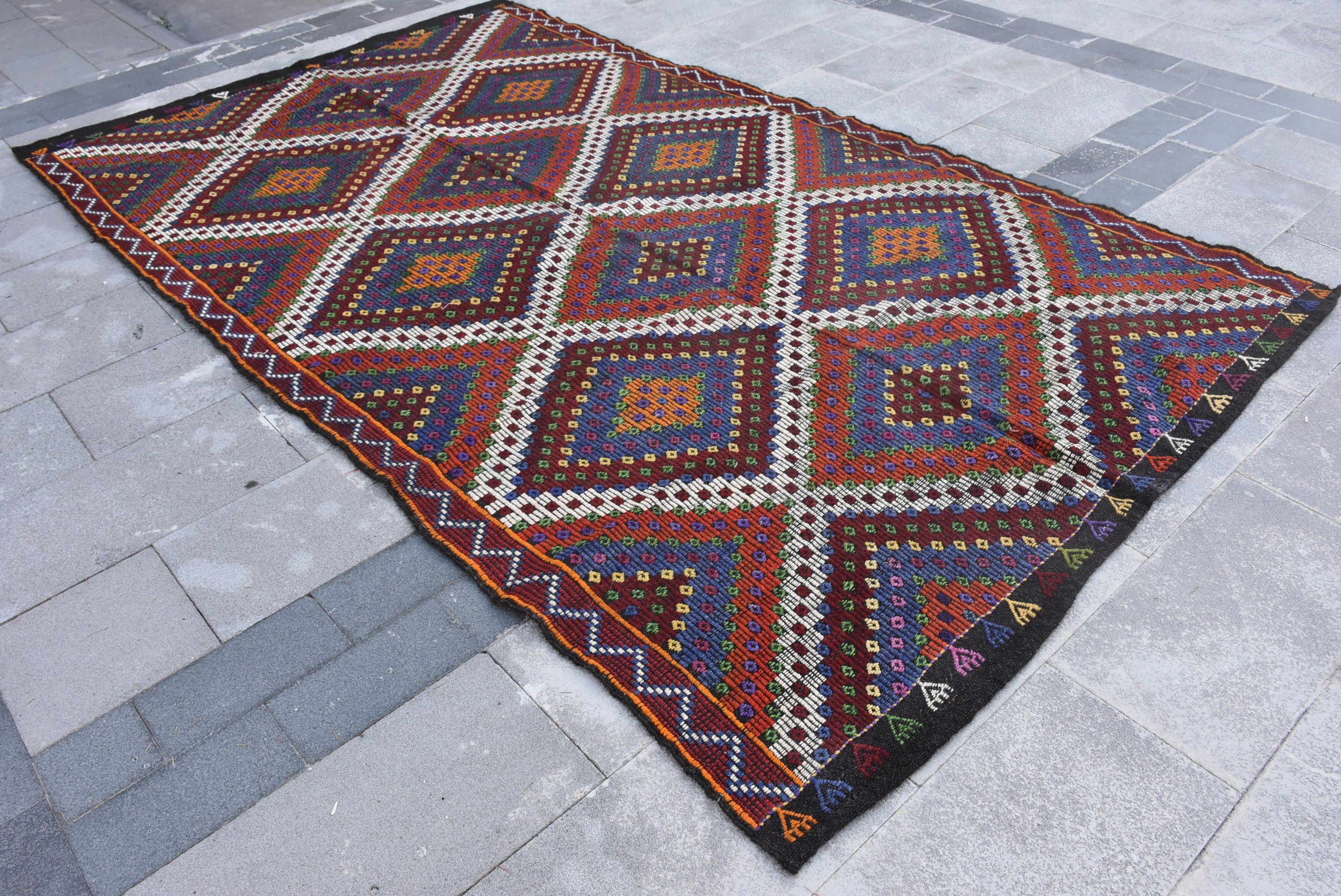 183x311 cm Salon Kilim, Rengarenk Oryantal Kilim, Türk Kilim, Oturma odası Kilim, Uşak Kilim, Oturma odası Kilim, Salon Kilim, Salon Kilim