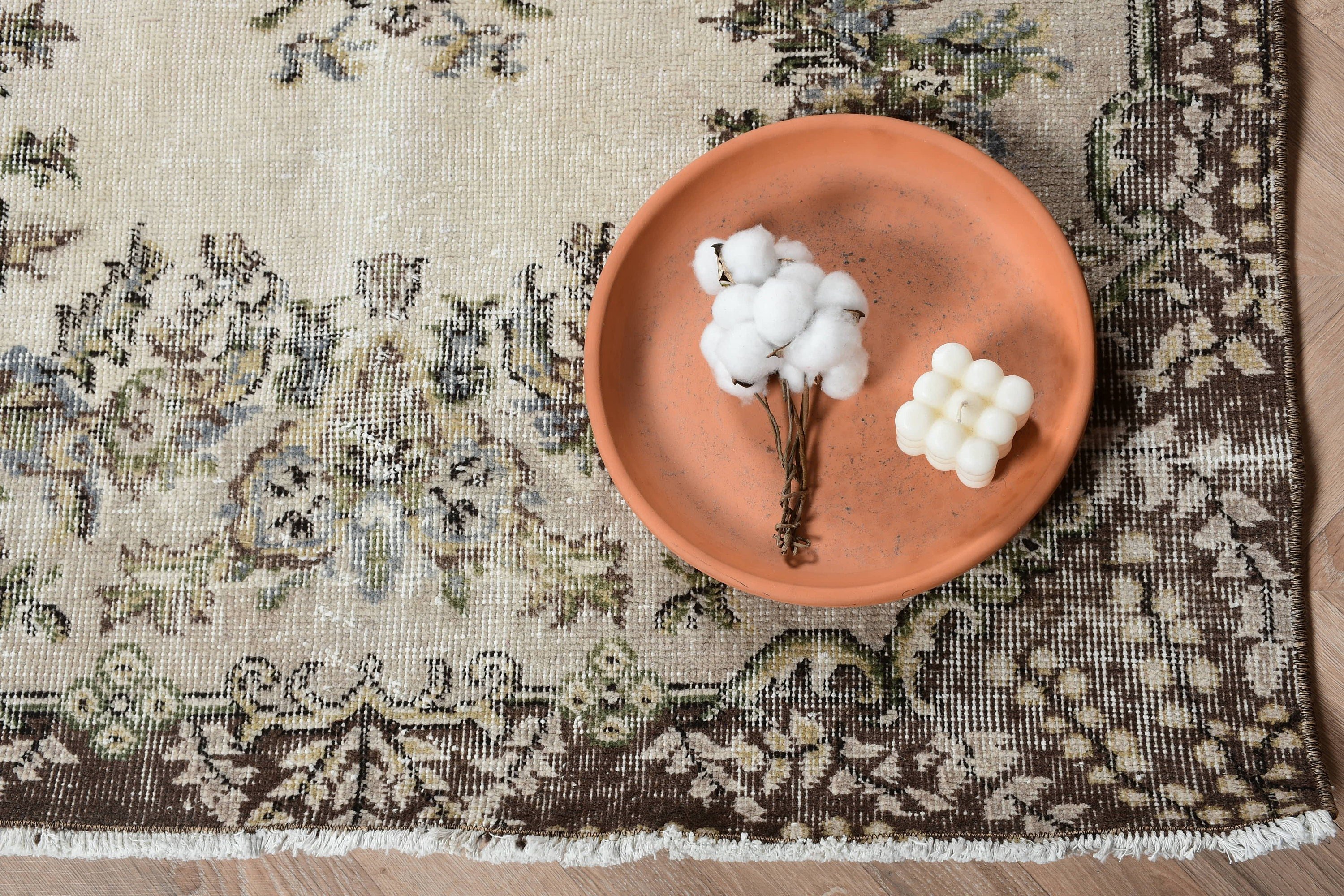 Yatak Odası Halıları, Türk Halısı, Oushak Halısı, Kahverengi Yün Halıları, Yatak Odası Halısı, Oryantal Halısı, 3,7x6,1 ft Accent Halıları, Vintage Halı, Giriş Halısı