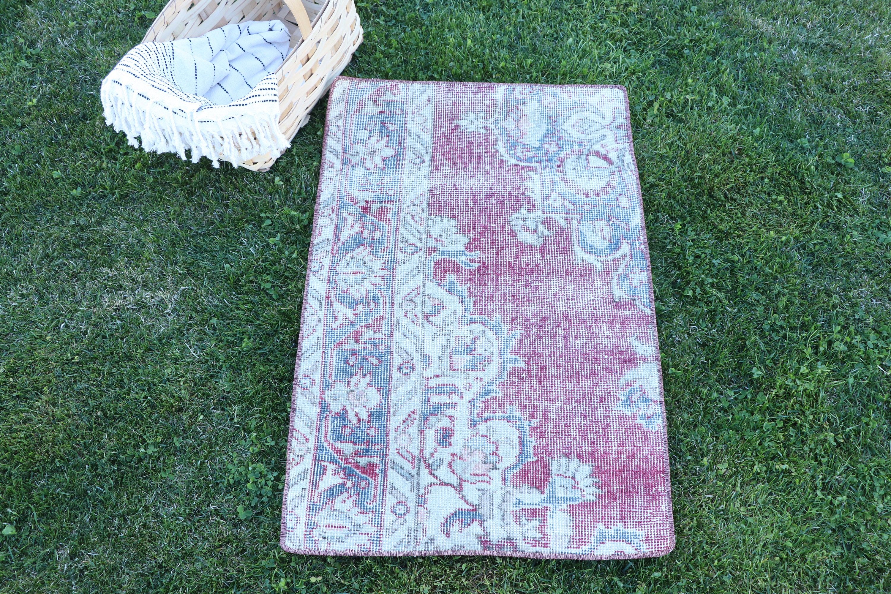 Antique Rug, 1.7x2.6 ft Small Rugs, Purple Wool Rug, Rugs for Bathroom, Bedroom Rug, Floor Rug, Turkish Rug, Nursery Rugs, Vintage Rug