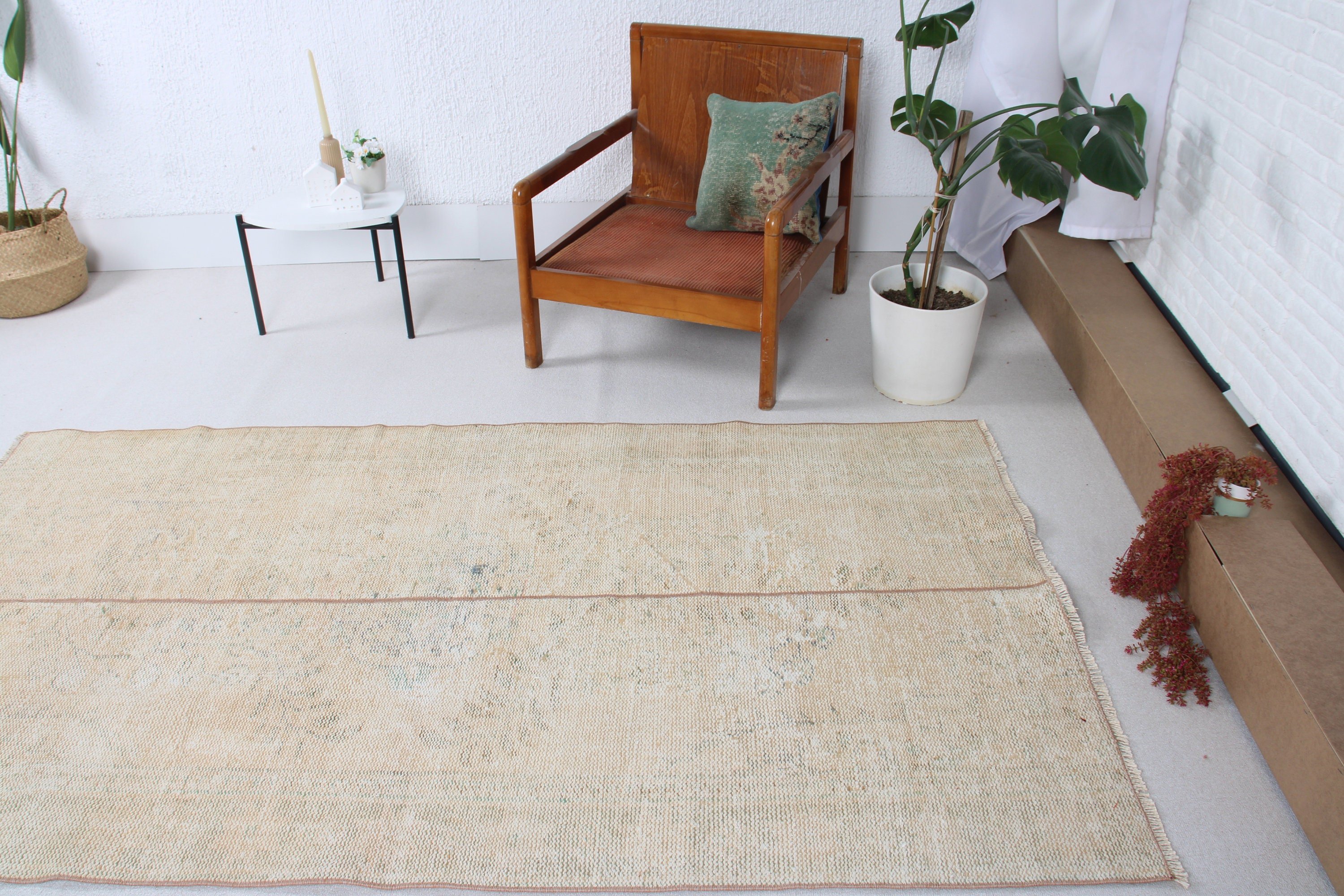 Türk Halısı, Oturma Odası Halıları, Anadolu Halısı, Bej Yer Halıları, Vintage Halı, Düz Dokuma Halılar, Organik Halı, 4,3x7,5 ft Alan Halısı, Yatak Odası Halısı