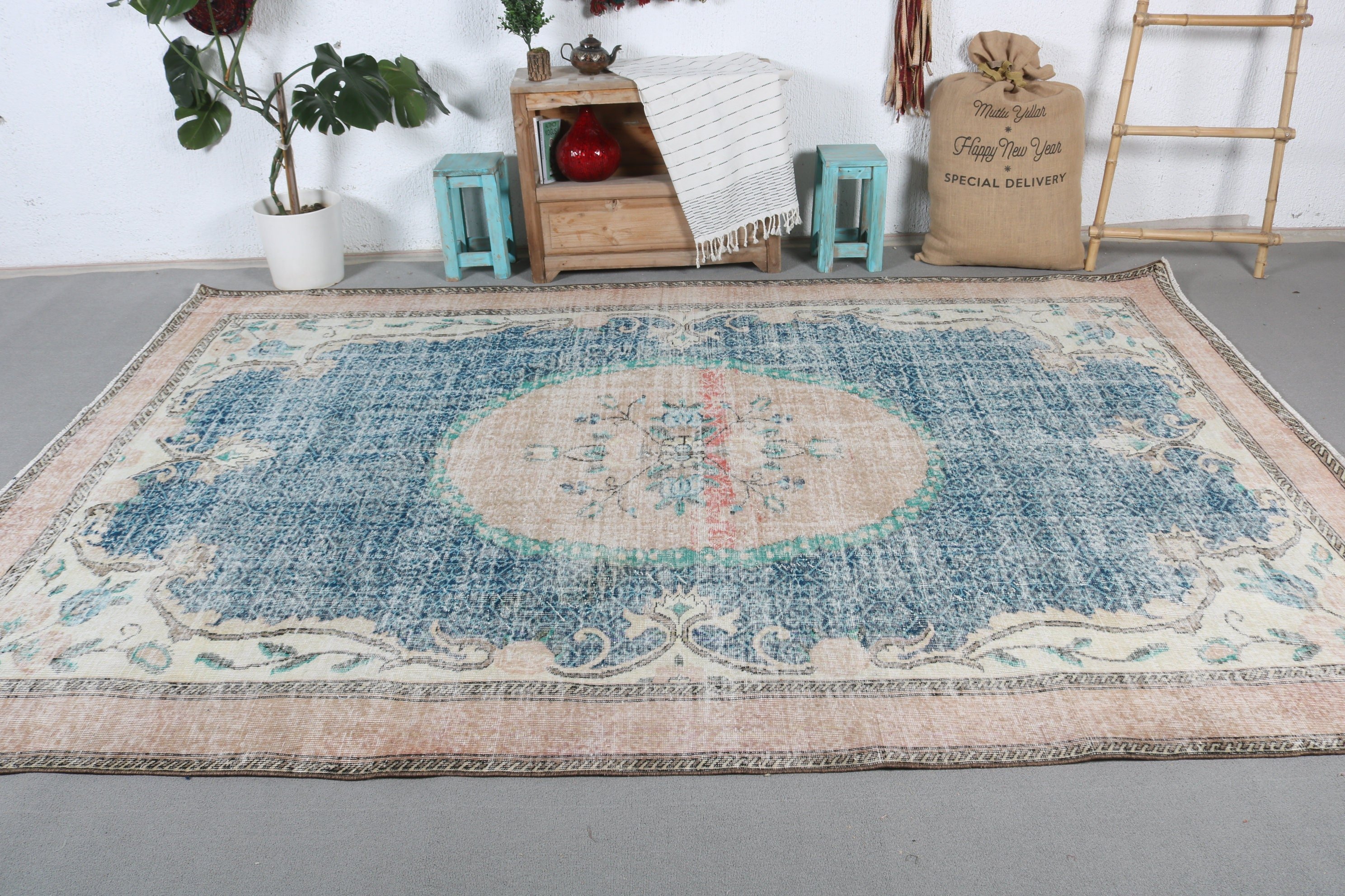 Bedroom Rug, Bronze Moroccan Rug, Turkish Rug, 6.7x10.3 ft Large Rugs, Oriental Rug, Retro Rug, Vintage Rug, Dining Room Rugs