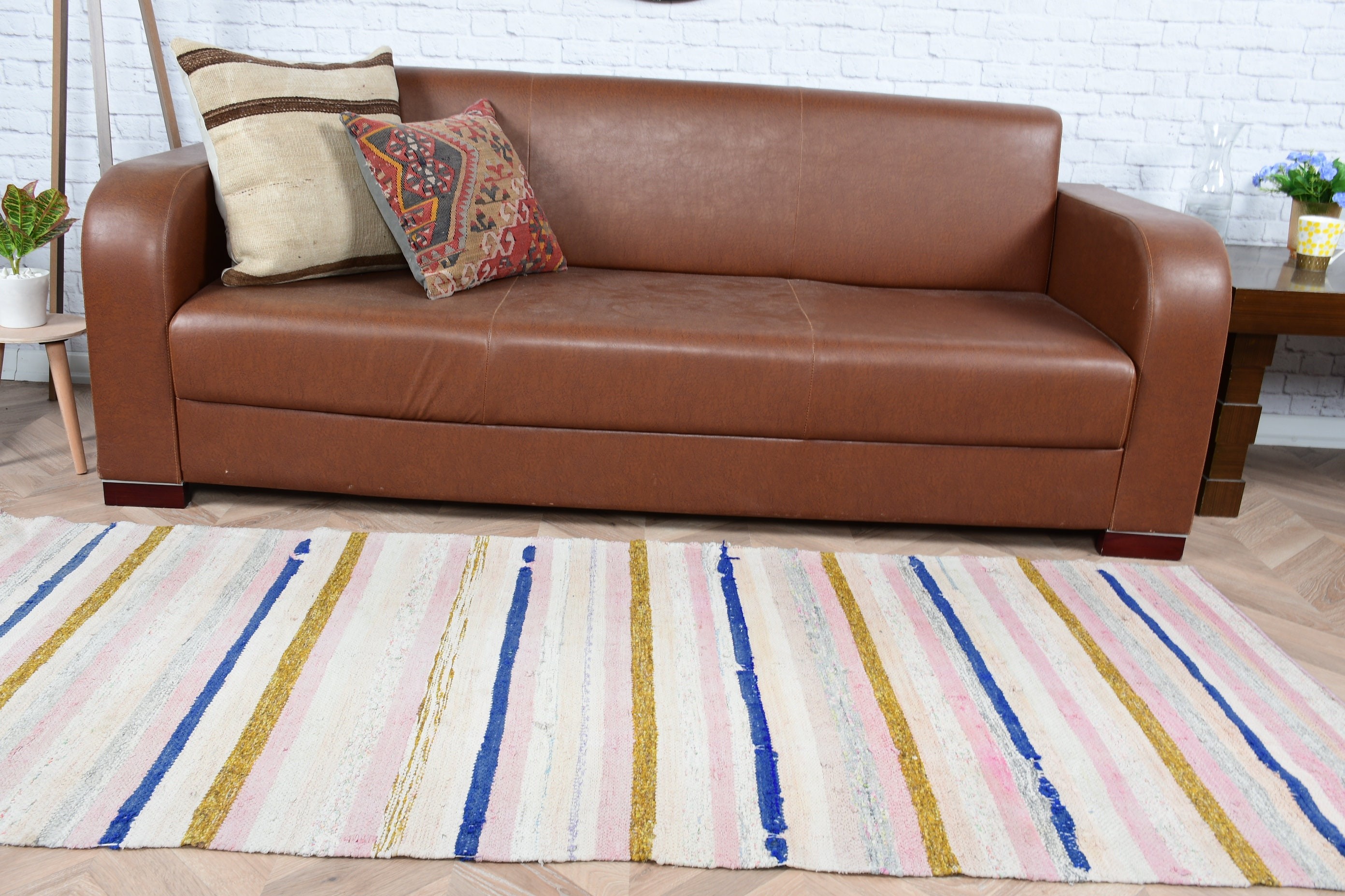 Kilim, Yatak Odası Halısı, Vintage Halı, Yün Halı, 2,9x7,1 ft Accent Halı, Türk Halısı, Giriş Halısı, Pembe Oushak Halıları, Çocuk Halısı, Yatak Odası Halıları