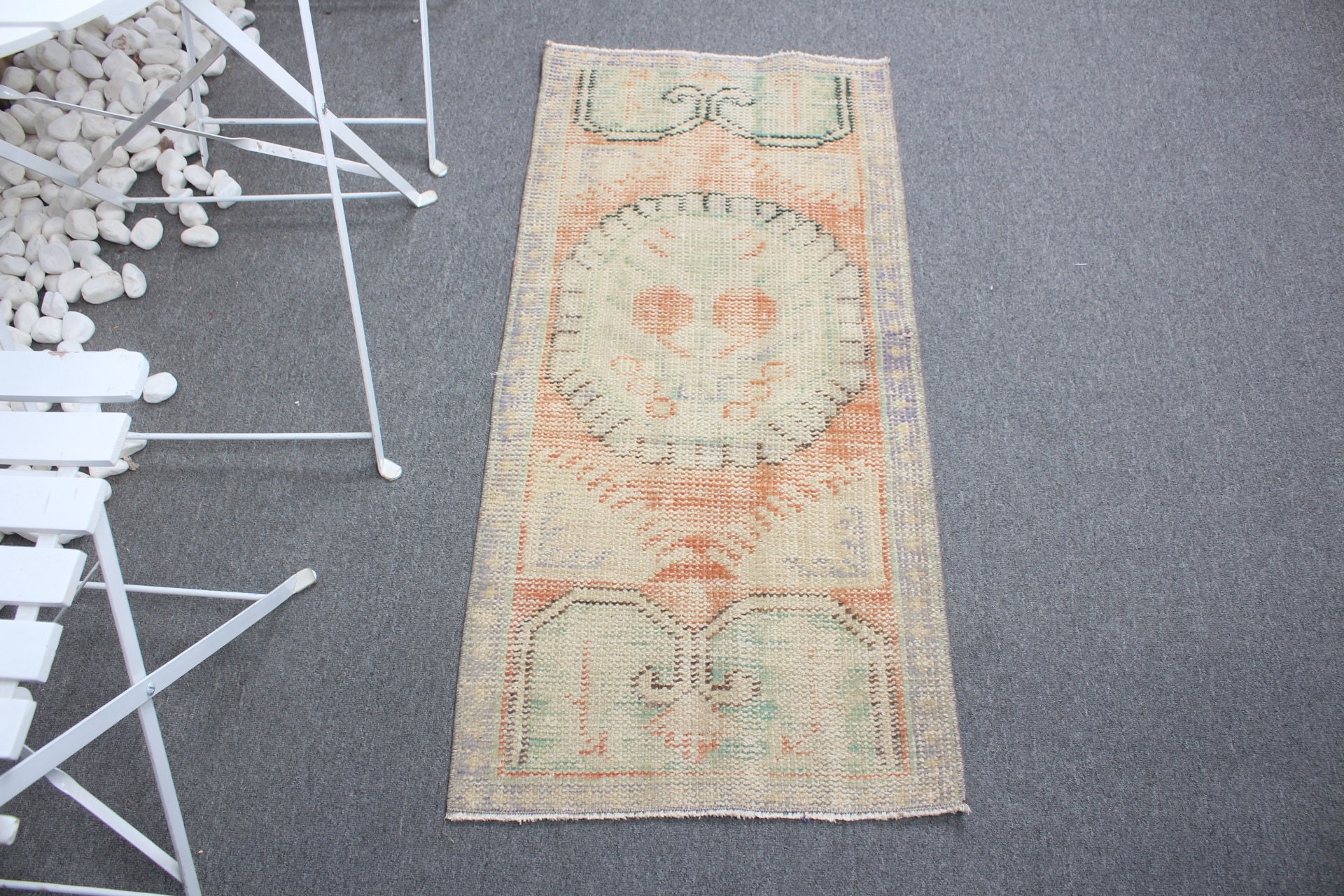 Vintage Rug, Anatolian Rug, Wall Hanging Rug, 1.8x3.7 ft Small Rug, Designer Rug, Orange Anatolian Rug, Kitchen Rug, Turkish Rug, Bath Rugs