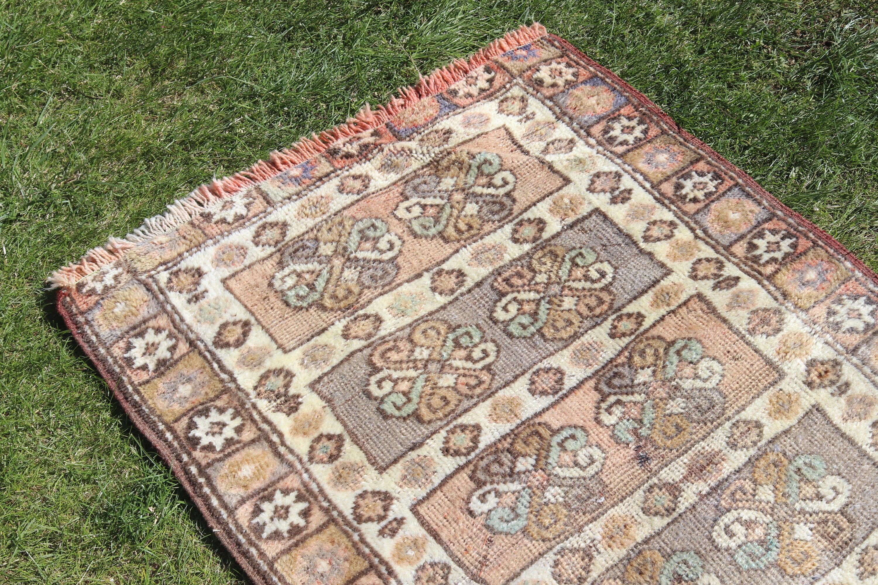 Turkish Rugs, Oriental Rugs, Small Boho Rug, Vintage Rugs, Brown  2.5x3.6 ft Small Rug, Wall Hanging Rugs, Luxury Rugs