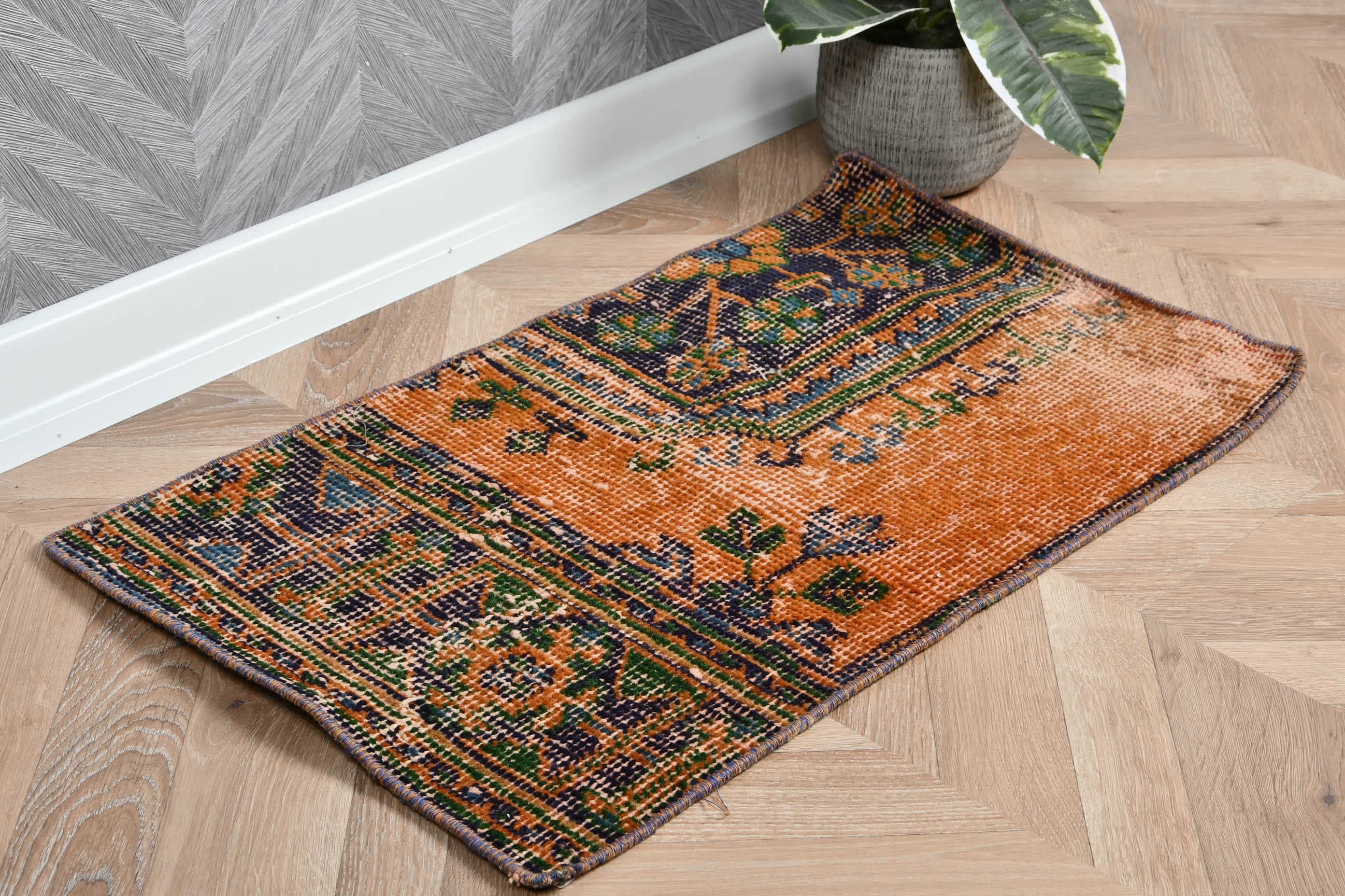 Custom Rug, Turkish Rugs, 1.3x2.3 ft Small Rugs, Nursery Rug, Vintage Rug, Orange Oushak Rug, Floor Rug, Wall Hanging Rugs, Home Decor Rugs