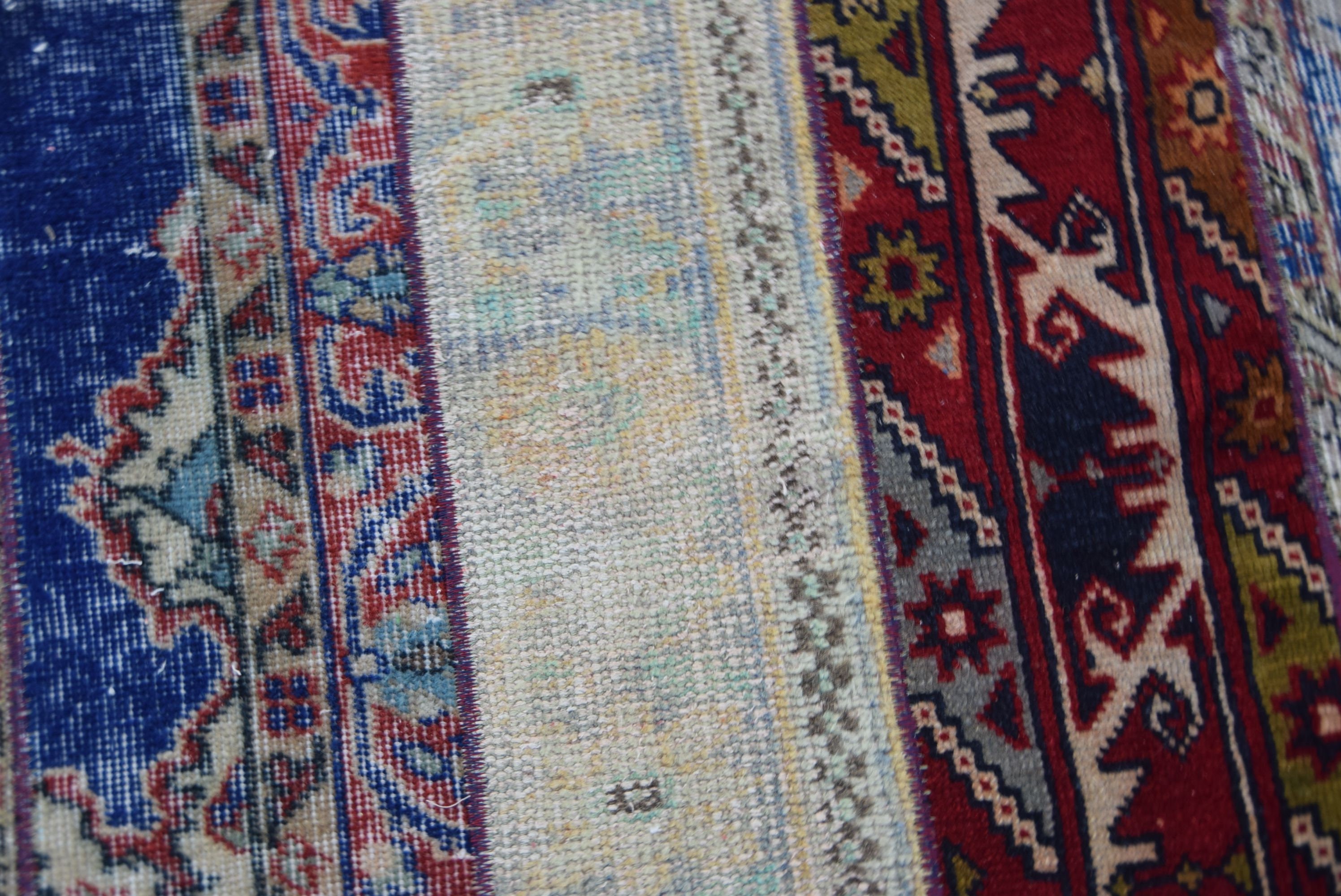 Türk Halıları, Duvara Asılı Halı, Duvara Asılı Halılar, 3x3,1 ft Küçük Halılar, Vintage Halılar, Anadolu Halısı, Mavi Yün Halılar, Mutfak Halıları