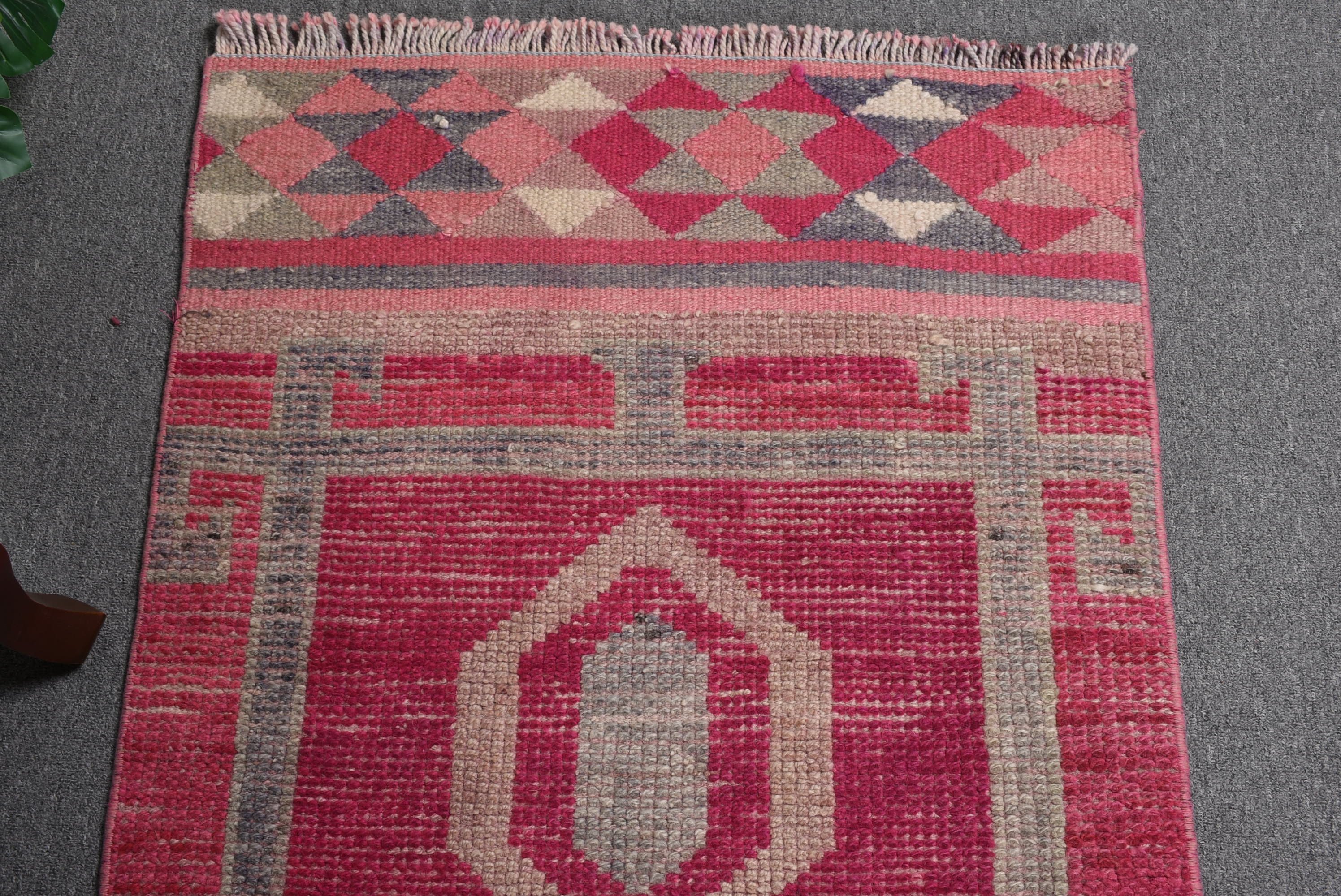 Pink Oushak Rug, Kitchen Rug, Vintage Rugs, Bedroom Rugs, 2.7x11 ft Runner Rug, Rugs for Corridor, Turkish Rugs, Hallway Rug