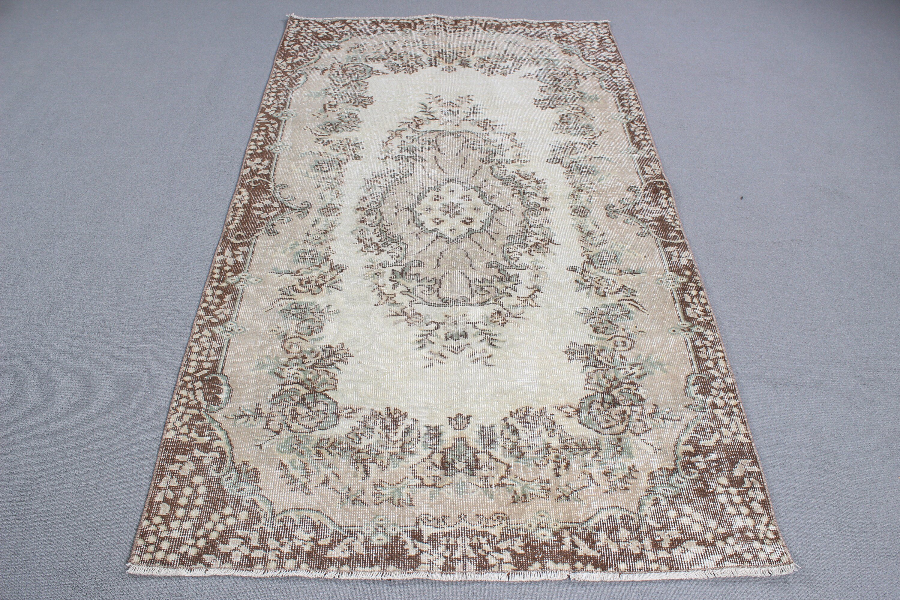 Kitchen Rugs, Dining Room Rugs, Wool Rugs, Antique Rugs, 3.8x6.6 ft Area Rugs, Artistic Rugs, Vintage Rug, Turkish Rugs, Beige Floor Rugs