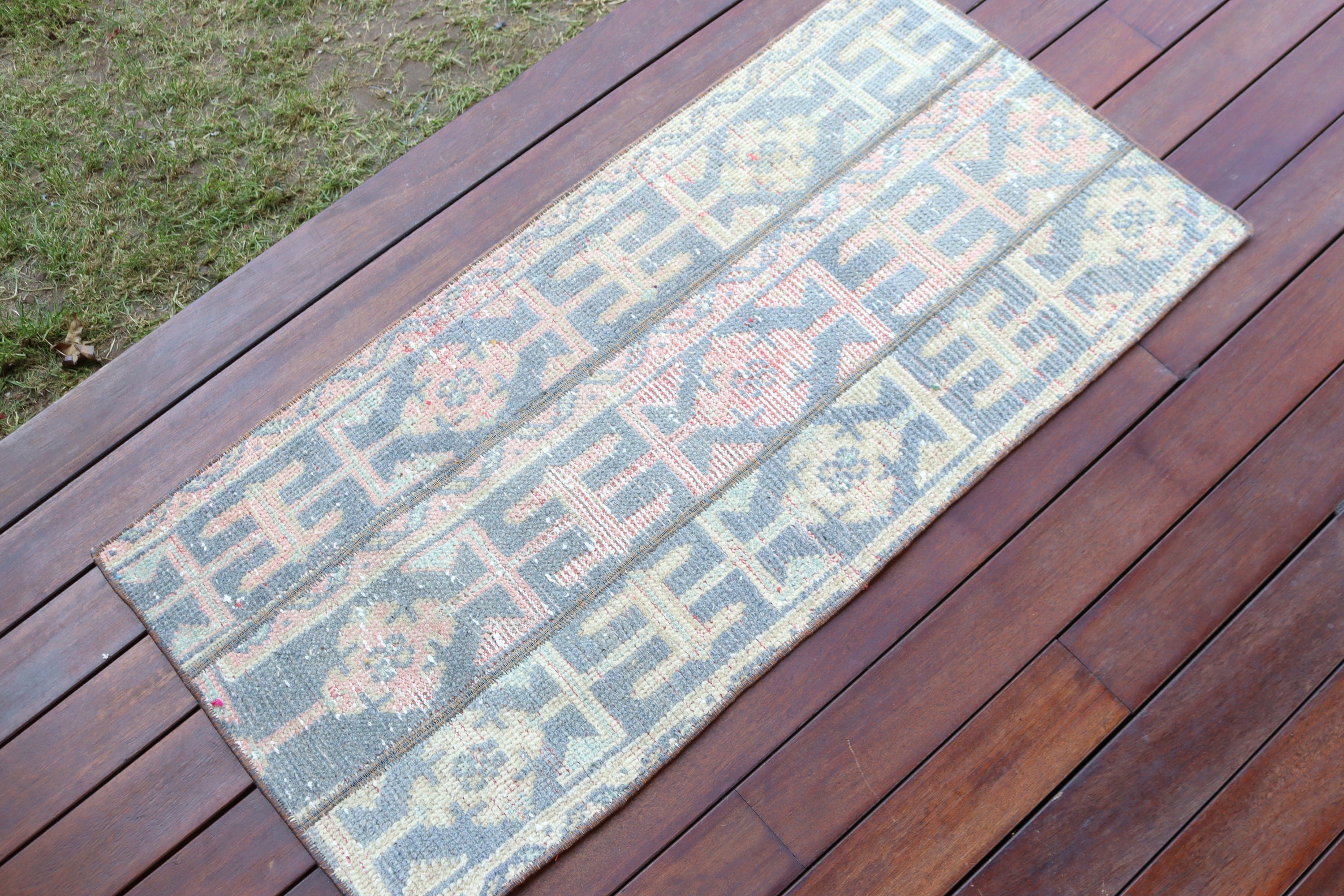 Blue Modern Rug, Bathroom Rug, Turkish Rug, Geometric Rugs, Nursery Rug, Aesthetic Rugs, Vintage Rugs, 1.7x3.5 ft Small Rugs