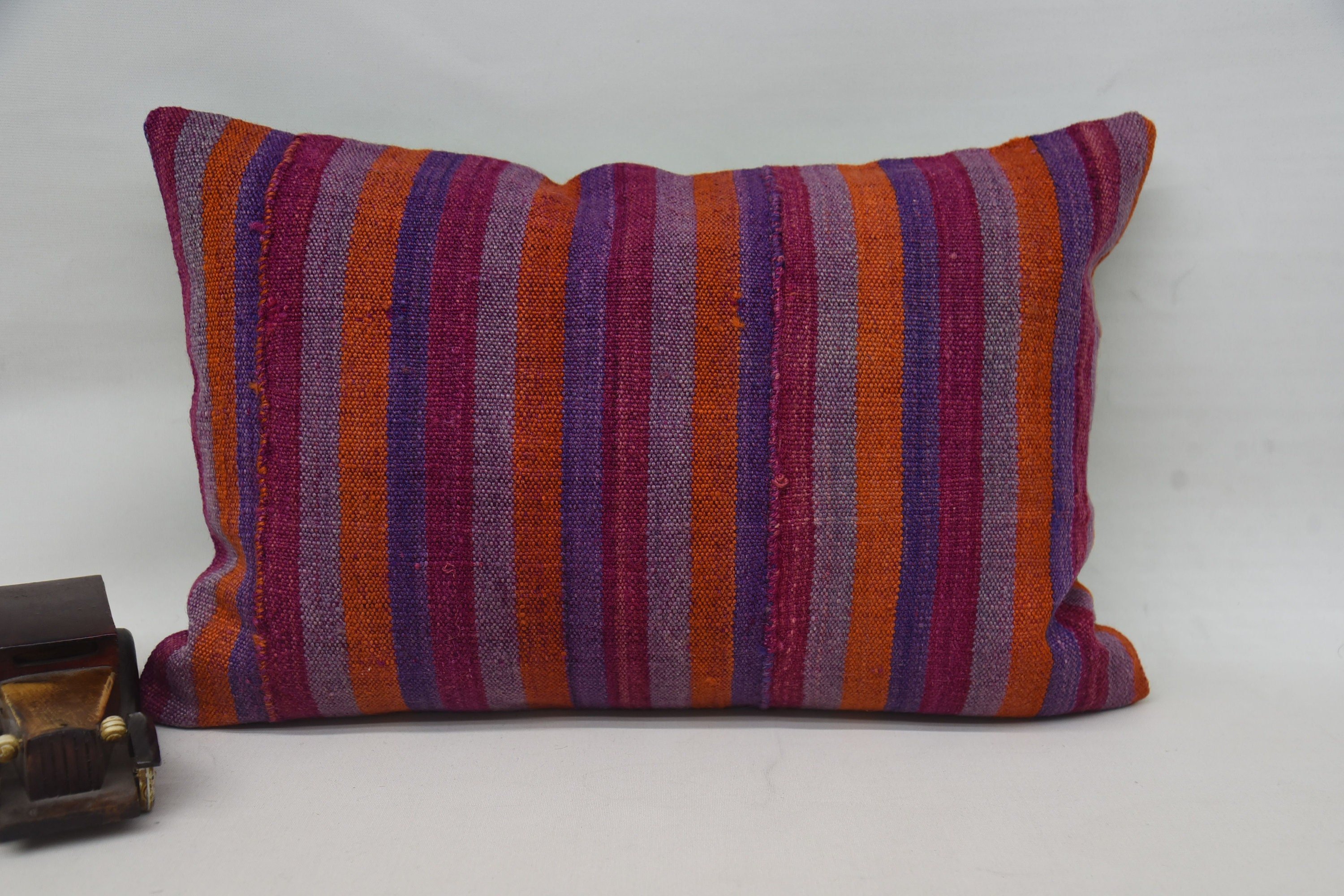 Vintage Kilim Throw Pillow, Turkish Kilim Pillow, Wool Kilim Pillow Pillow Sham, 16"x24" Pink Pillow Cover, Kilim Pillow