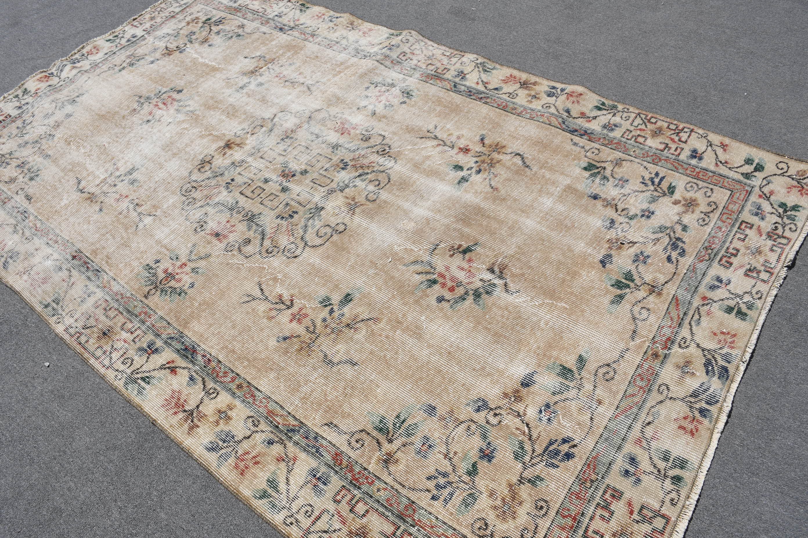 Salon Rugs, Bedroom Rug, Turkish Rug, Vintage Rugs, Floor Rugs, Beige Wool Rug, Rugs for Dining Room, Cool Rug, 5.2x8.6 ft Large Rug