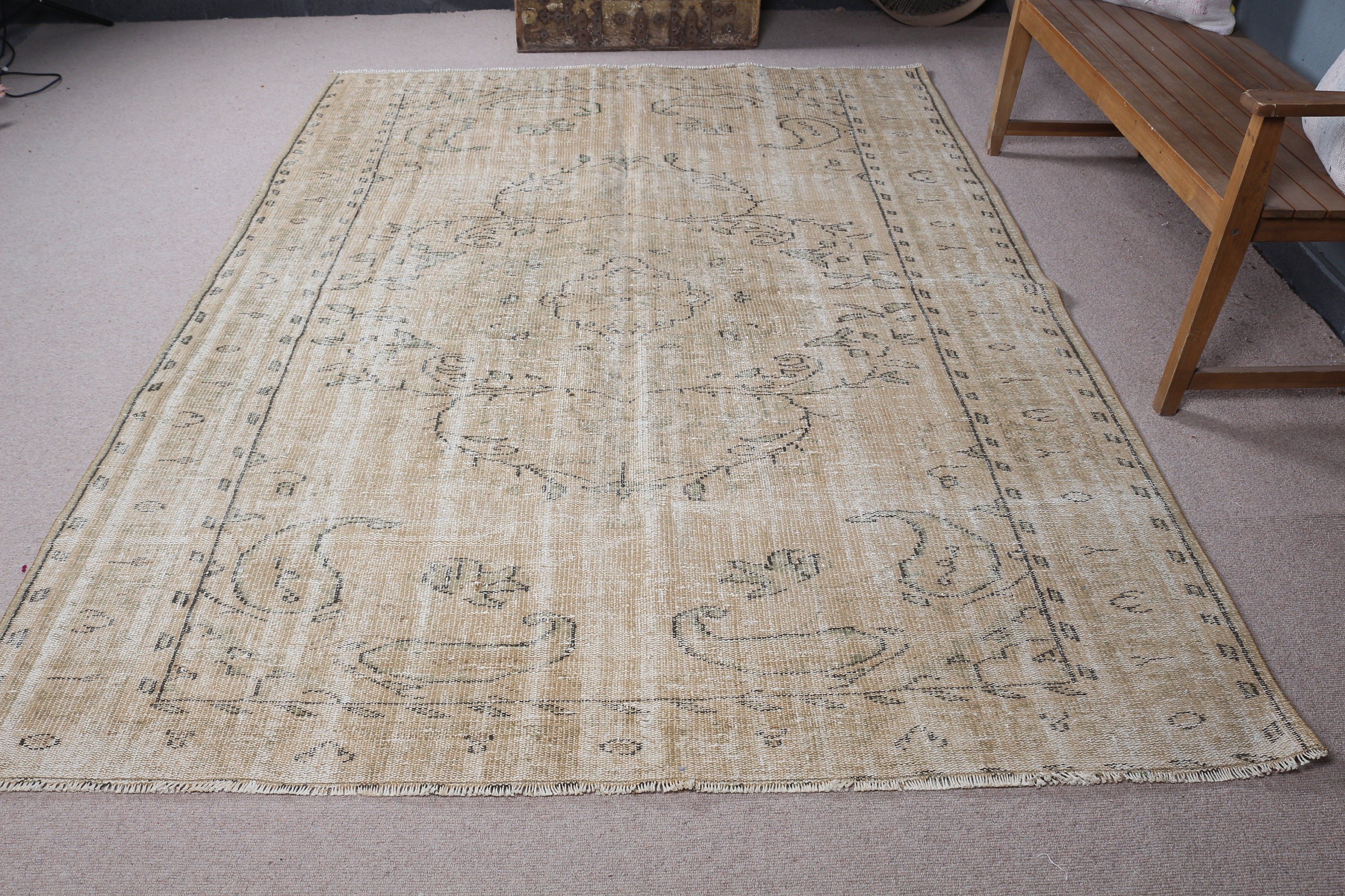 6.4x8.7 ft Large Rug, Living Room Rug, Vintage Rug, Aztec Rug, Bedroom Rug, Floor Rugs, Anatolian Rug, Turkish Rug, Beige Moroccan Rug