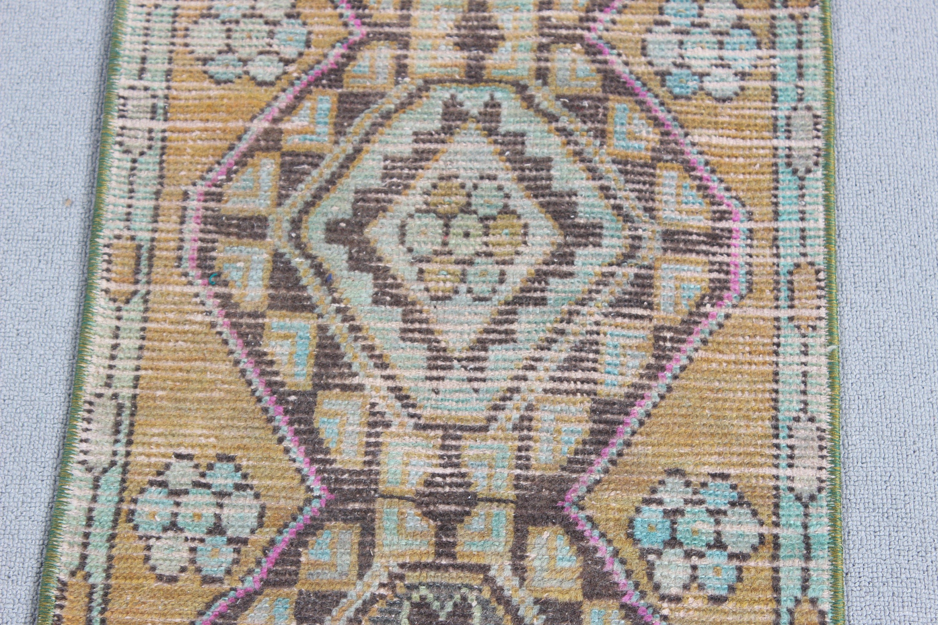 Car Mat Rugs, Brown Cool Rugs, Vintage Rug, 1.4x3 ft Small Rug, Turkish Rugs, Anatolian Rugs, Nursery Rug, Rugs for Entry