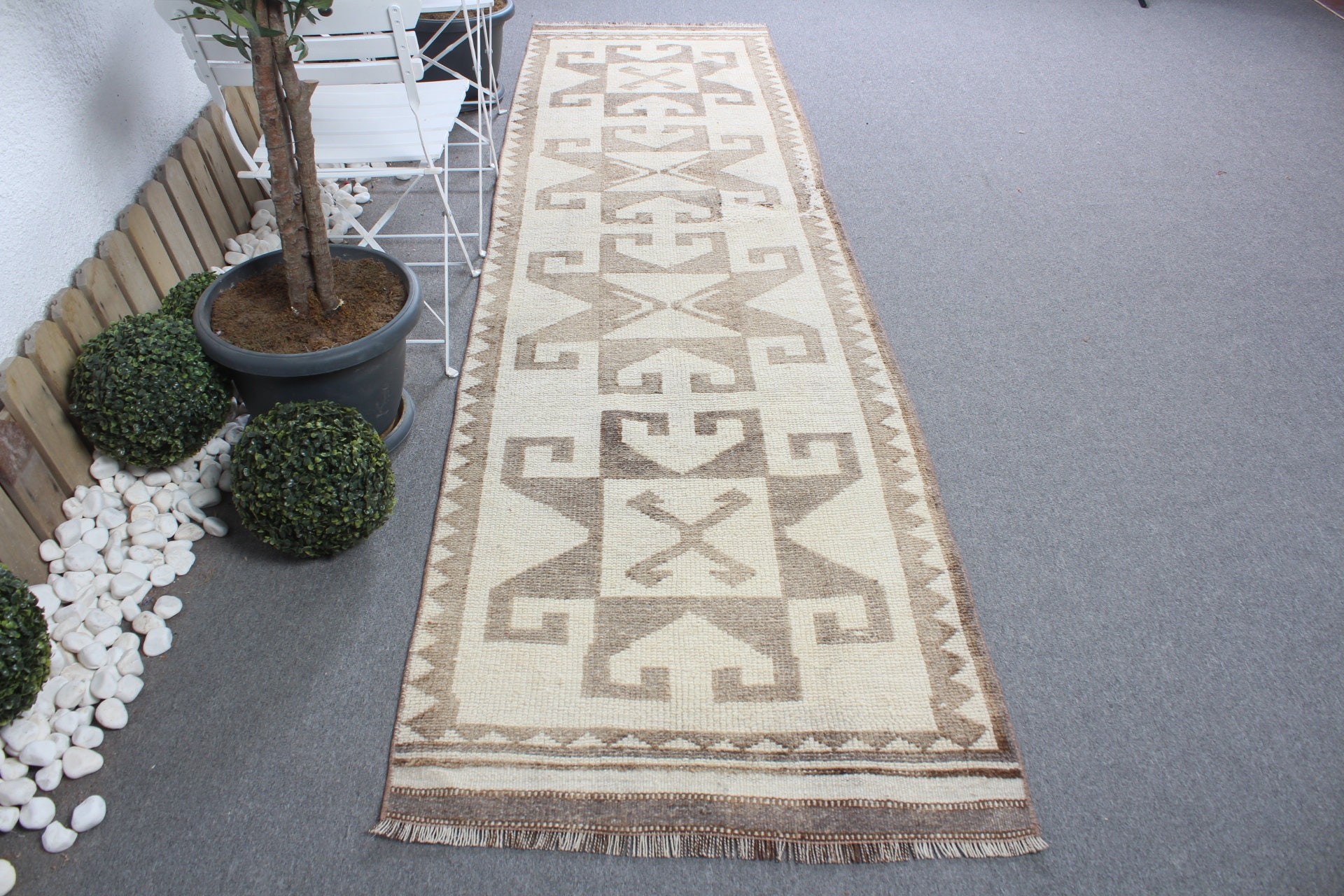 Wool Rug, Kitchen Rug, Hallway Rug, Rugs for Runner, Bedroom Rug, Beige Moroccan Rug, 3x11.2 ft Runner Rugs, Vintage Rug, Turkish Rug