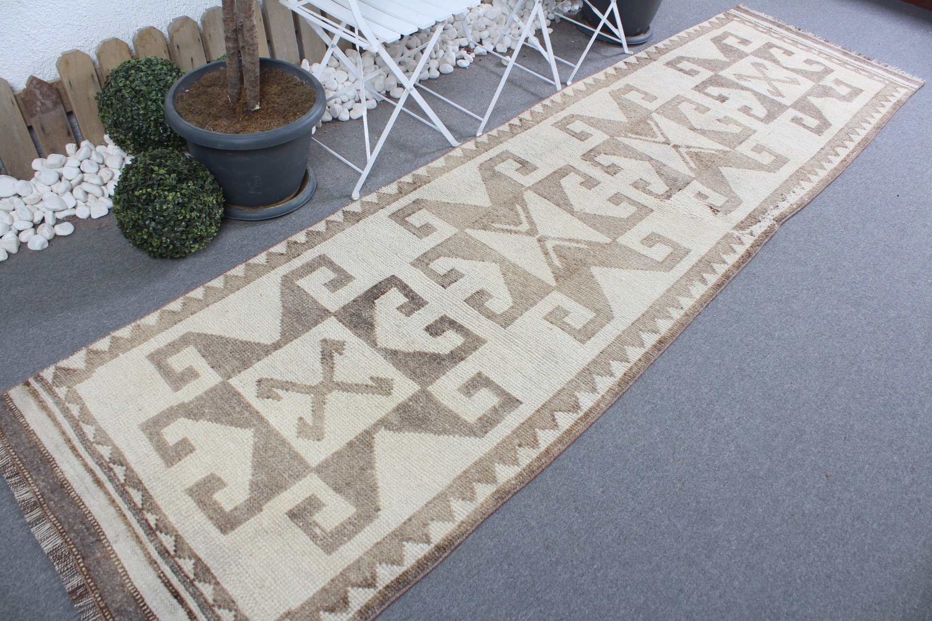 Wool Rug, Kitchen Rug, Hallway Rug, Rugs for Runner, Bedroom Rug, Beige Moroccan Rug, 3x11.2 ft Runner Rugs, Vintage Rug, Turkish Rug