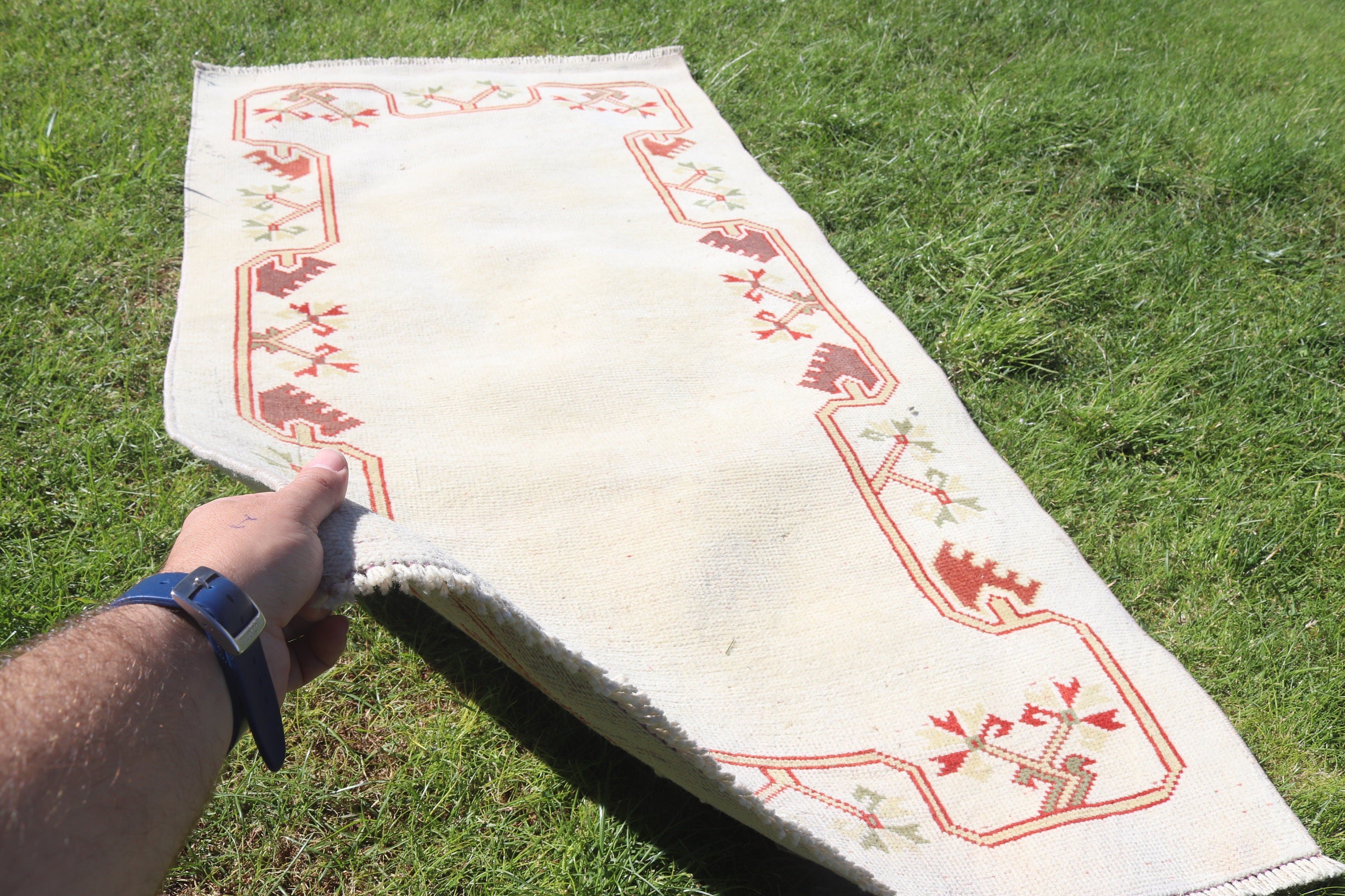 Beige Kitchen Rug, 2.5x4.7 ft Small Rugs, Vintage Rugs, Door Mat Rug, Turkish Rugs, Rugs for Small Vintage, Kitchen Rug, Oushak Rug