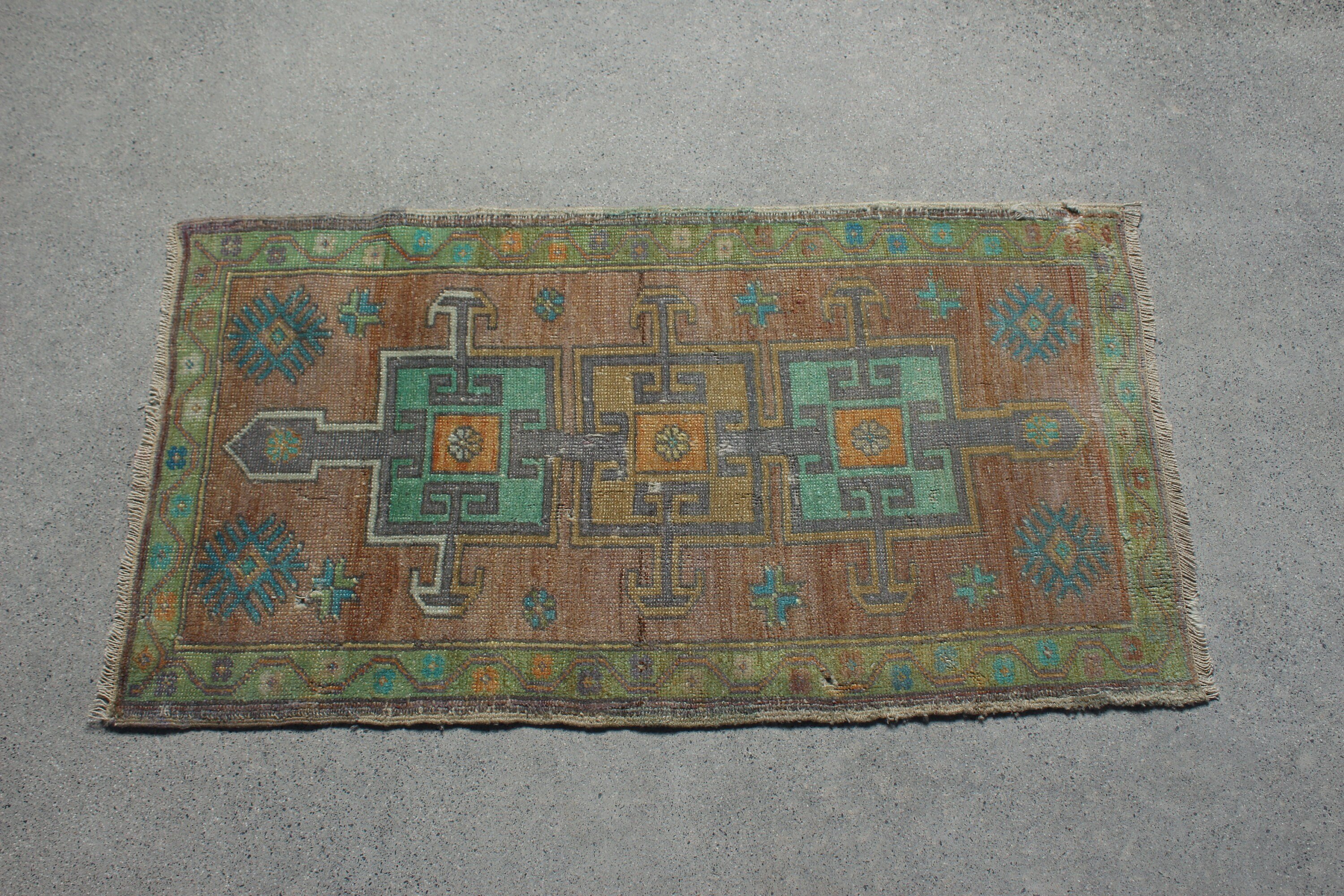 Turkish Rug, Brown Cool Rug, Bathroom Rugs, Vintage Rugs, Car Mat Rug, Bedroom Rug, Antique Rug, Rugs for Door Mat, 1.7x3.2 ft Small Rugs