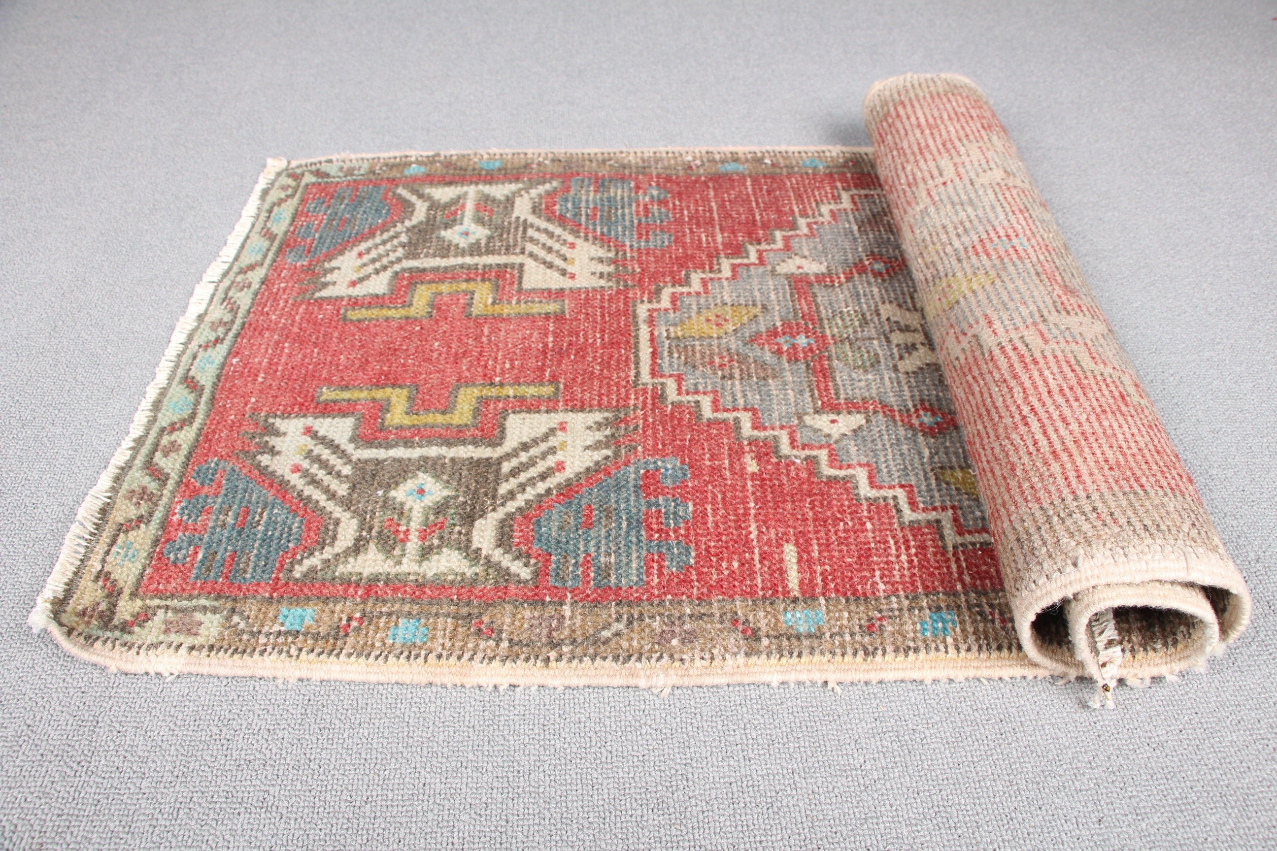 Bath Rugs, Red Kitchen Rug, Nursery Rug, Turkish Rug, Vintage Rug, 1.6x3.3 ft Small Rug, Moroccan Rug, Oriental Rug, Rugs for Bedroom