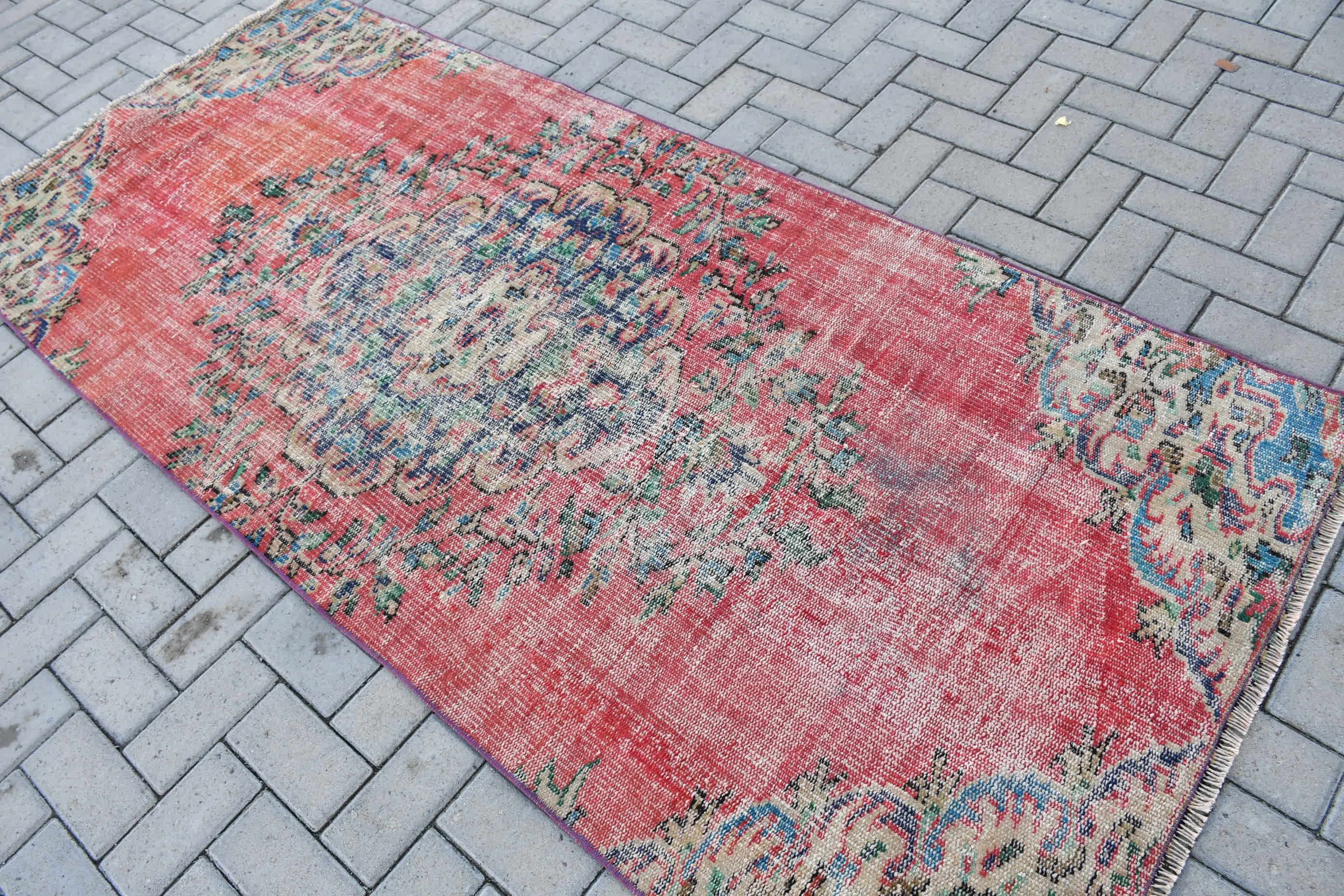 Vintage Decor Rugs, Antique Rug, 3.4x7.9 ft Area Rugs, Turkish Rug, Moroccan Rugs, Vintage Rug, Rugs for Area, Bedroom Rug, Red Cool Rug