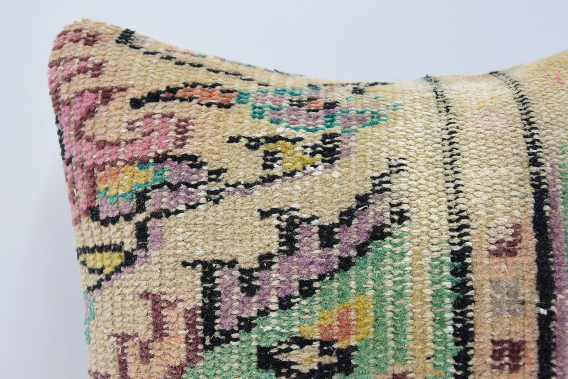 Pillow for Couch, 16"x16" Beige Pillow Sham, Pastel Cushion Case, Vintage Pillow, Accent Cushion, Farmhouse Pillow, Boho Pillow Sham Cover