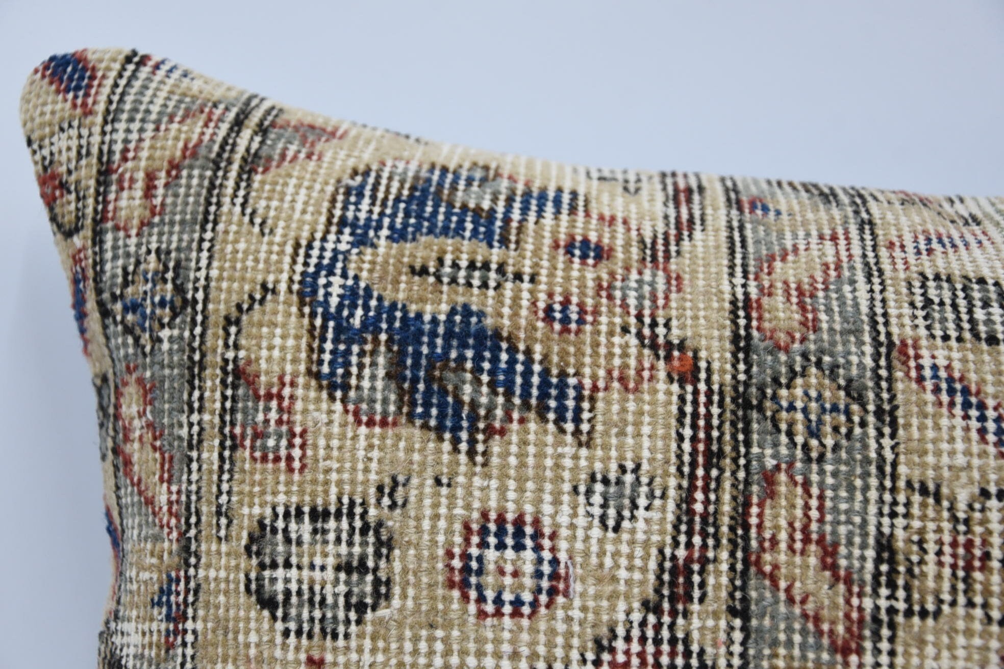 16"x24" Red Pillow, Handmade Kilim Cushion, Kilim Cushion Sham, Ethnical Kilim Rug Pillow, Crochet Pattern Pillow Cover