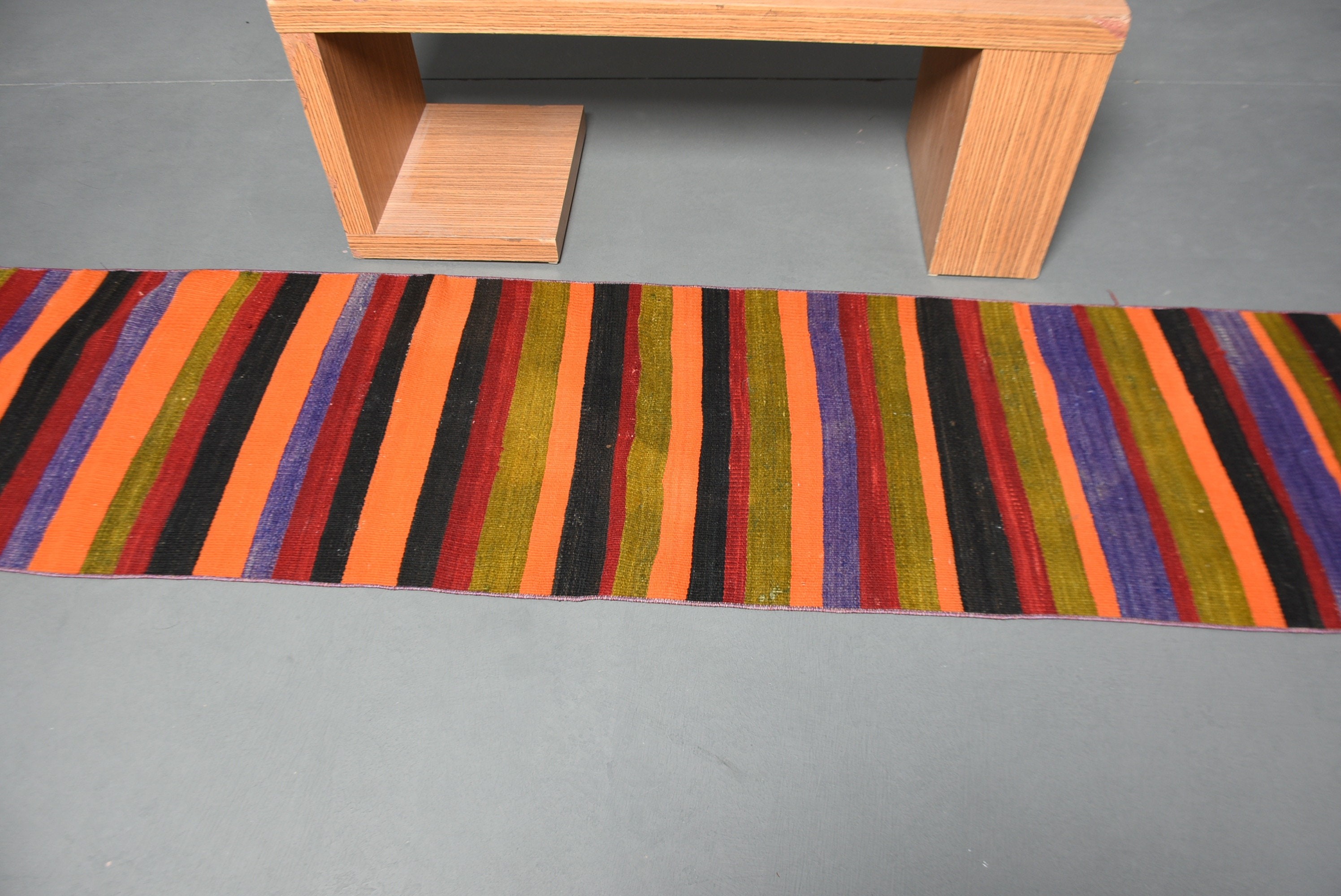 Kilim, Koridor Halıları, Turuncu Antika Halı, 2.2x9.2 ft Yolluk Halısı, Merdiven Halıları, Vintage Halı, Türk Halıları, Yatak Odası Halıları