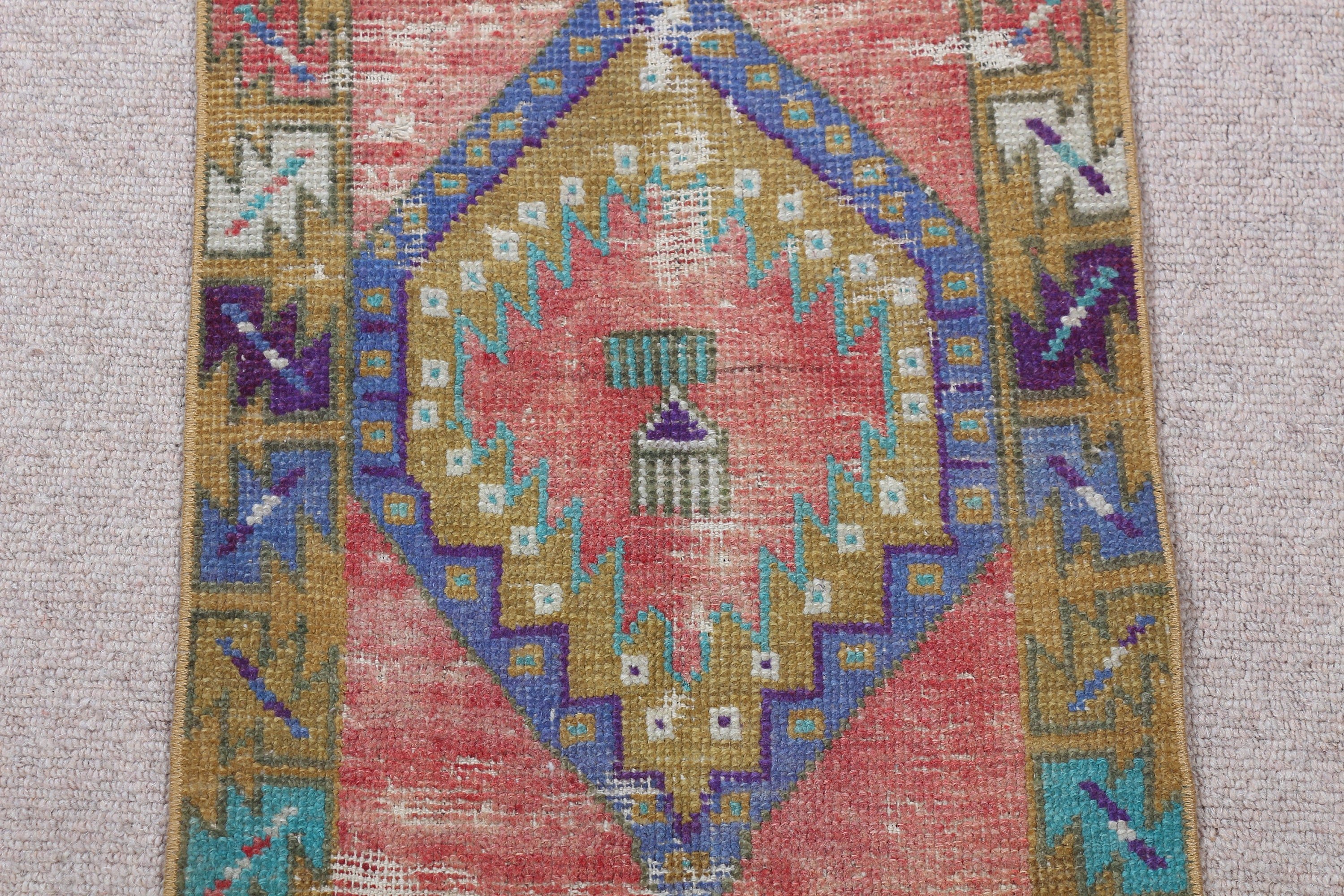 Soluk Halı, 1.3x2.8 ft Küçük Halılar, Türk Halısı, Mutfak Halısı, Ev Dekor Halısı, Duvara Asılı Halılar, Vintage Halılar, Yeşil Yer Halısı