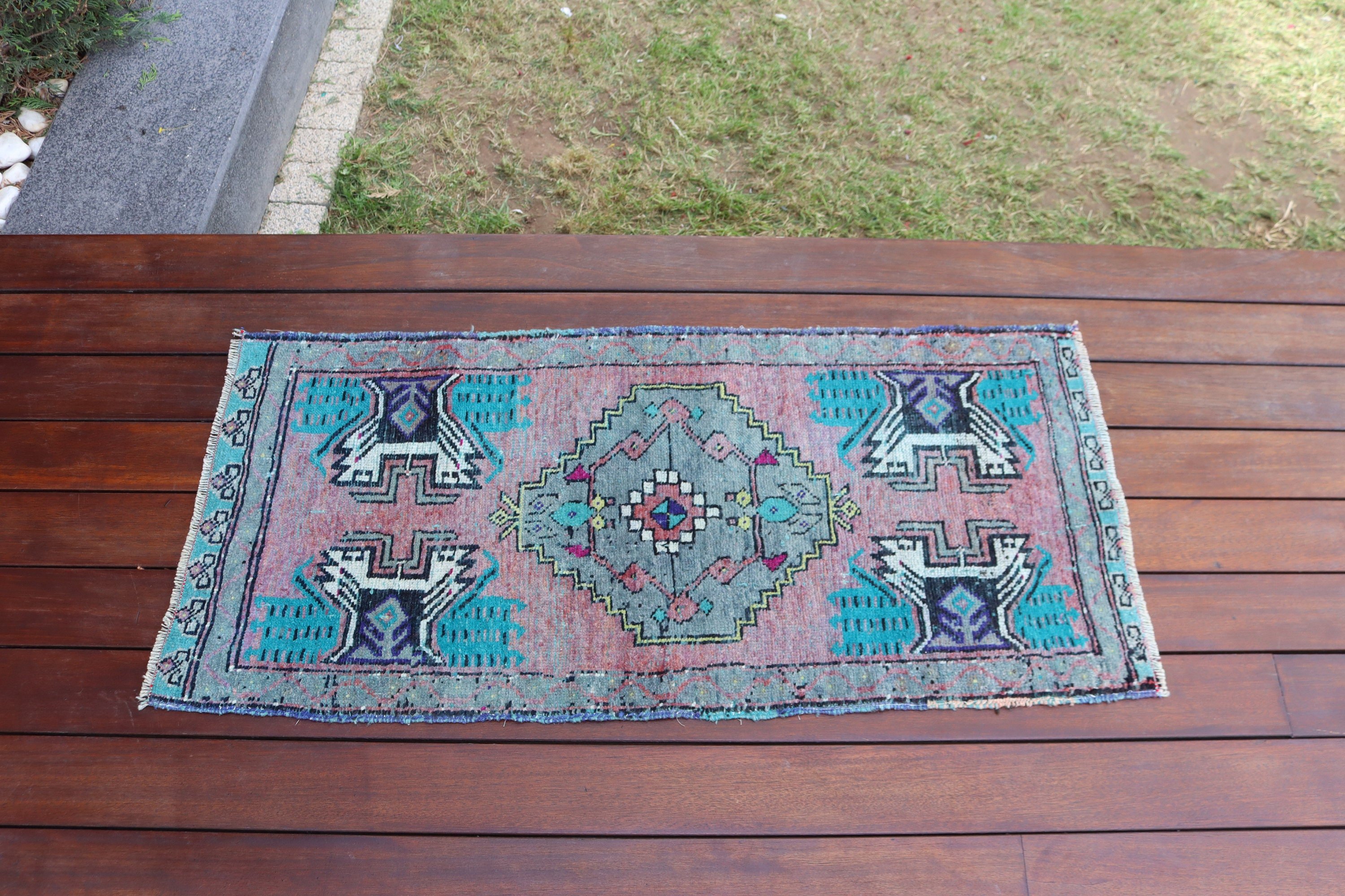 Nursery Rugs, Outdoor Rug, Antique Rugs, Turkish Rugs, Green Handwoven Rug, Vintage Rugs, 1.5x3.3 ft Small Rugs, Kitchen Rugs, Bath Rugs