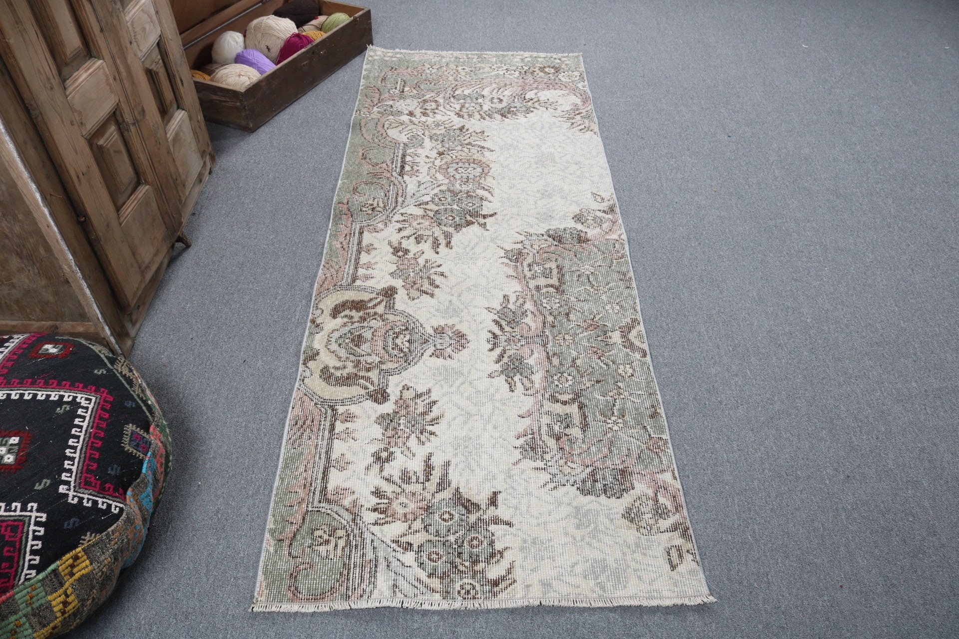 Boho Halıları, 2.7x7.1 ft Runner Halıları, Bej Modern Halı, Vintage Halı, Yer Halıları, Oushak Halısı, Beni Ourain Runner Halısı, Türk Halıları, Koridor Halısı