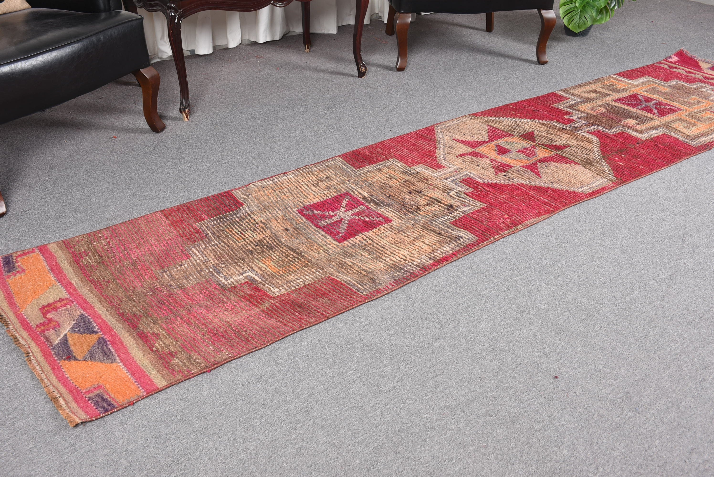 Red Moroccan Rug, Old Rug, 2.3x10.1 ft Runner Rugs, Rugs for Hallway, Oriental Rug, Corridor Rug, Vintage Rug, Turkish Rugs, Anatolian Rugs