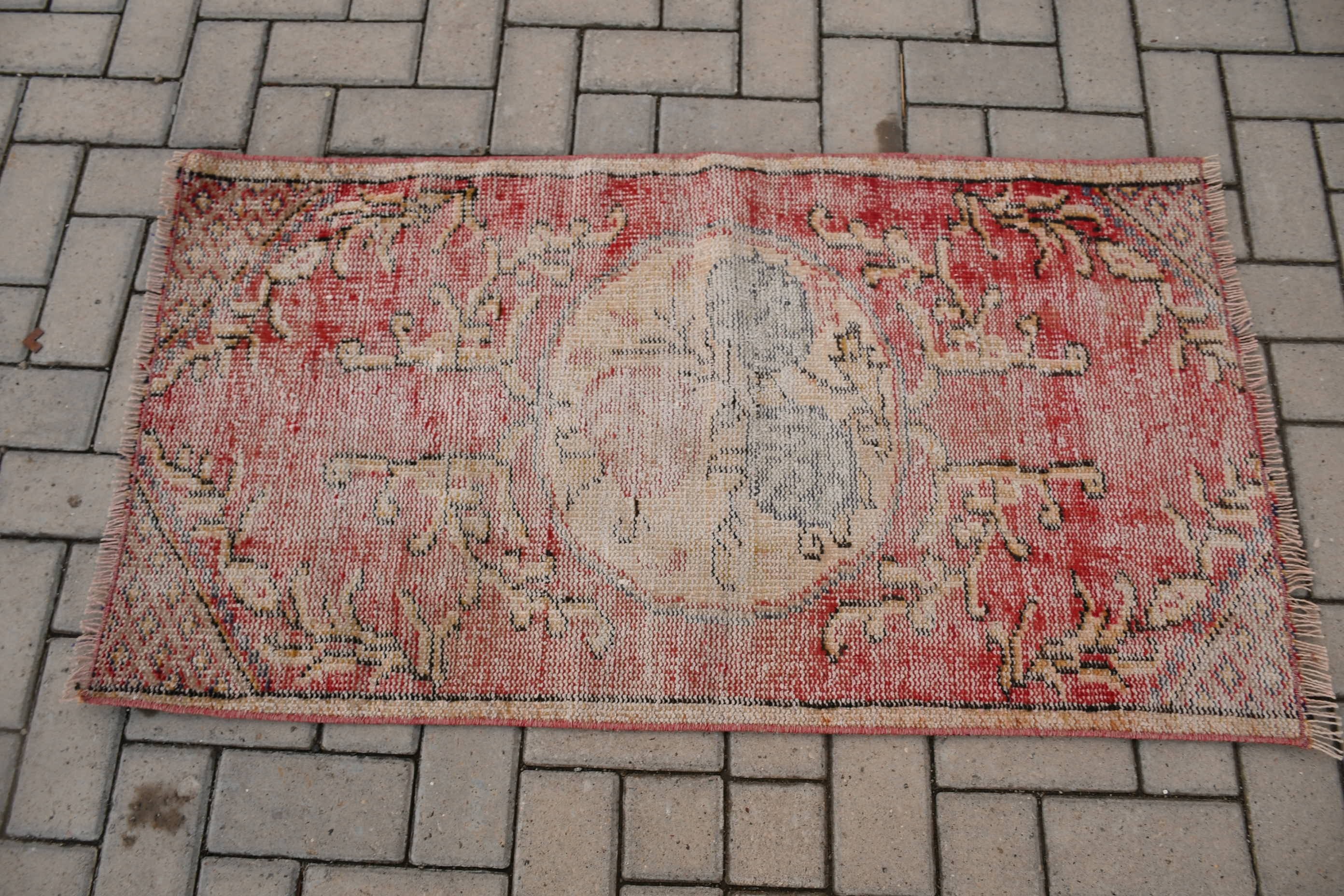 Turkish Rug, 2.2x4 ft Small Rug, Home Decor Rug, Red Antique Rugs, Entry Rugs, Aztec Rug, Rugs for Bedroom, Vintage Rug, Kitchen Rugs