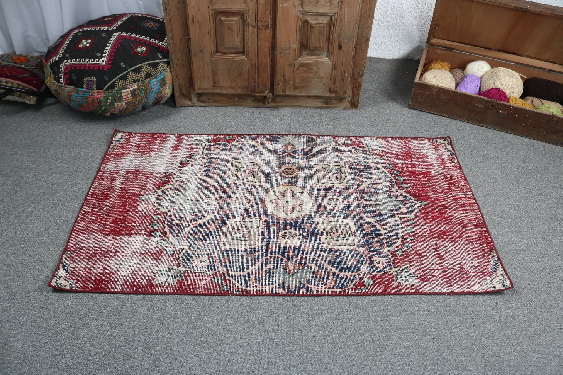 Bathroom Rugs, Flatweave Rug, Boho Rug, 2.6x4.9 ft Small Rugs, Bath Mat Boho Rug, Red Anatolian Rugs, Bath Rug, Turkish Rugs, Vintage Rugs