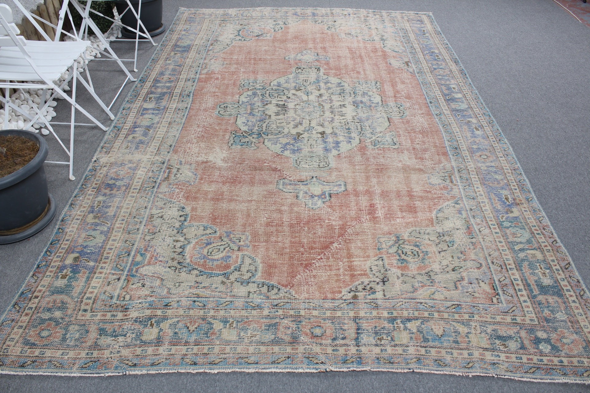 Saloon Rug, Vintage Rug, Old Rugs, Red Kitchen Rug, Living Room Rugs, 6.7x10.5 ft Oversize Rug, Moroccan Rugs, Turkish Rugs